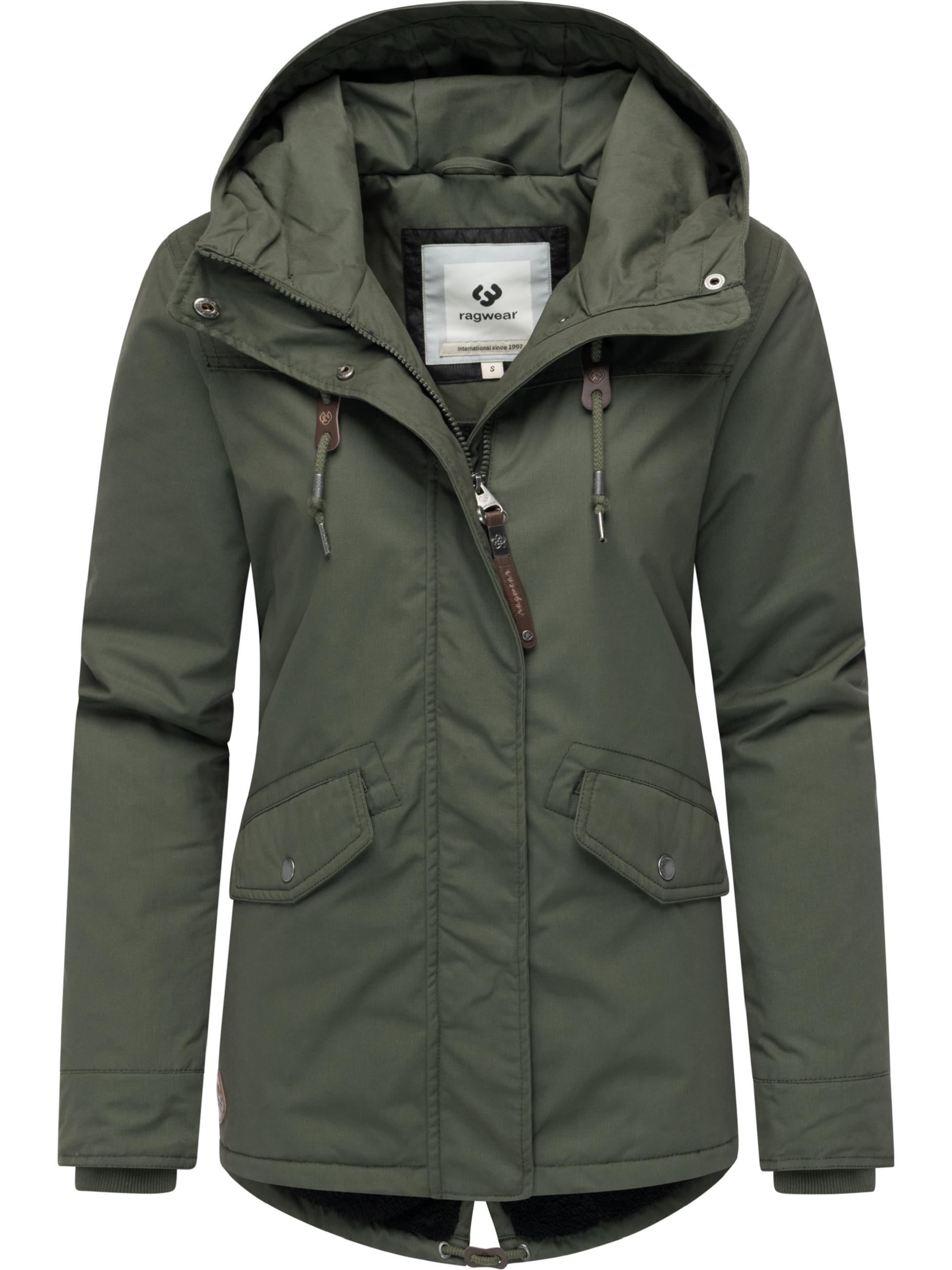 Winter Parka mit hohem Kragen und Kapuze "Parkker Warm" Dark Olive