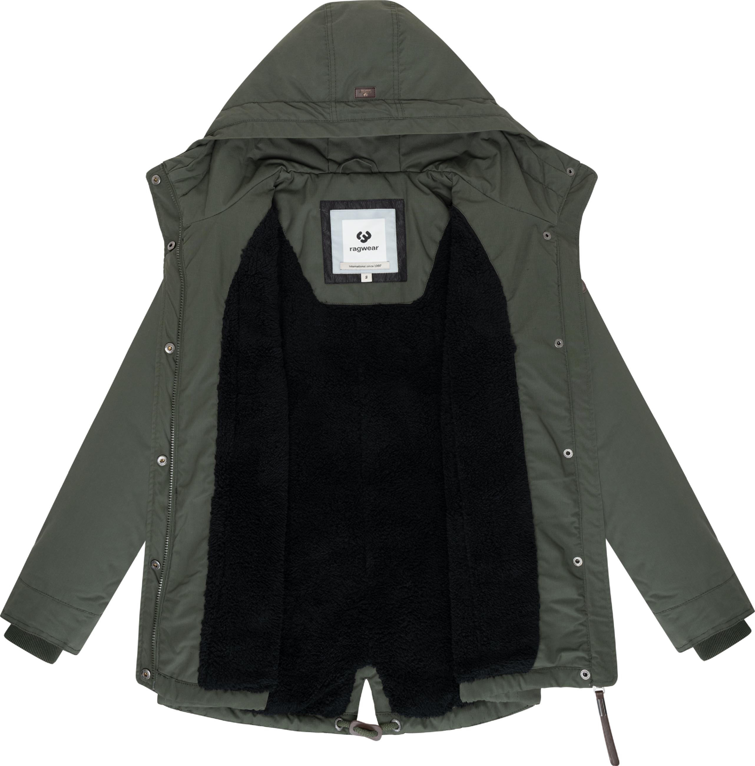 Winter Parka mit hohem Kragen und Kapuze "Parkker Warm" Dark Olive
