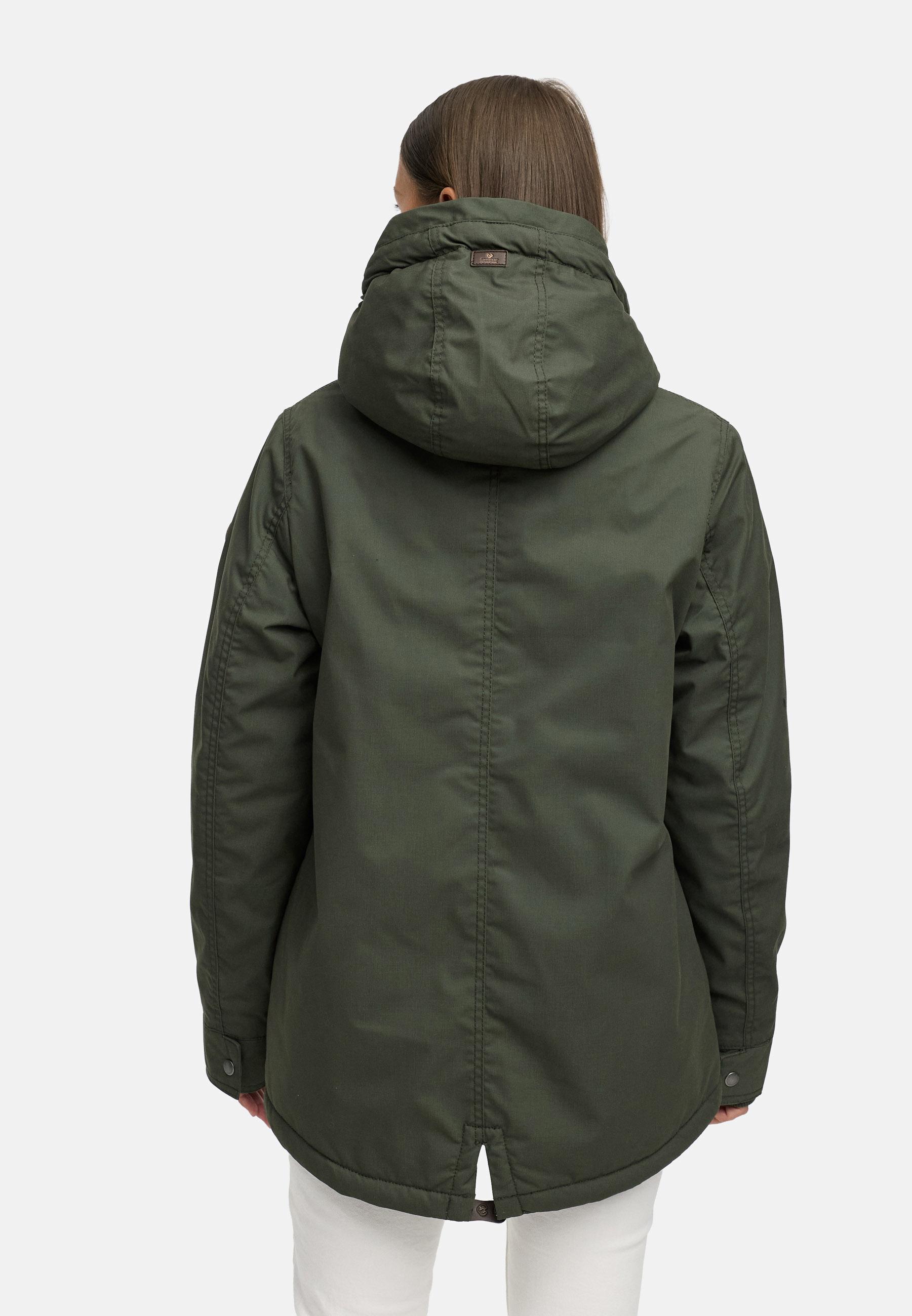 Winter Parka mit hohem Kragen und Kapuze "Parkker Warm" Dark Olive