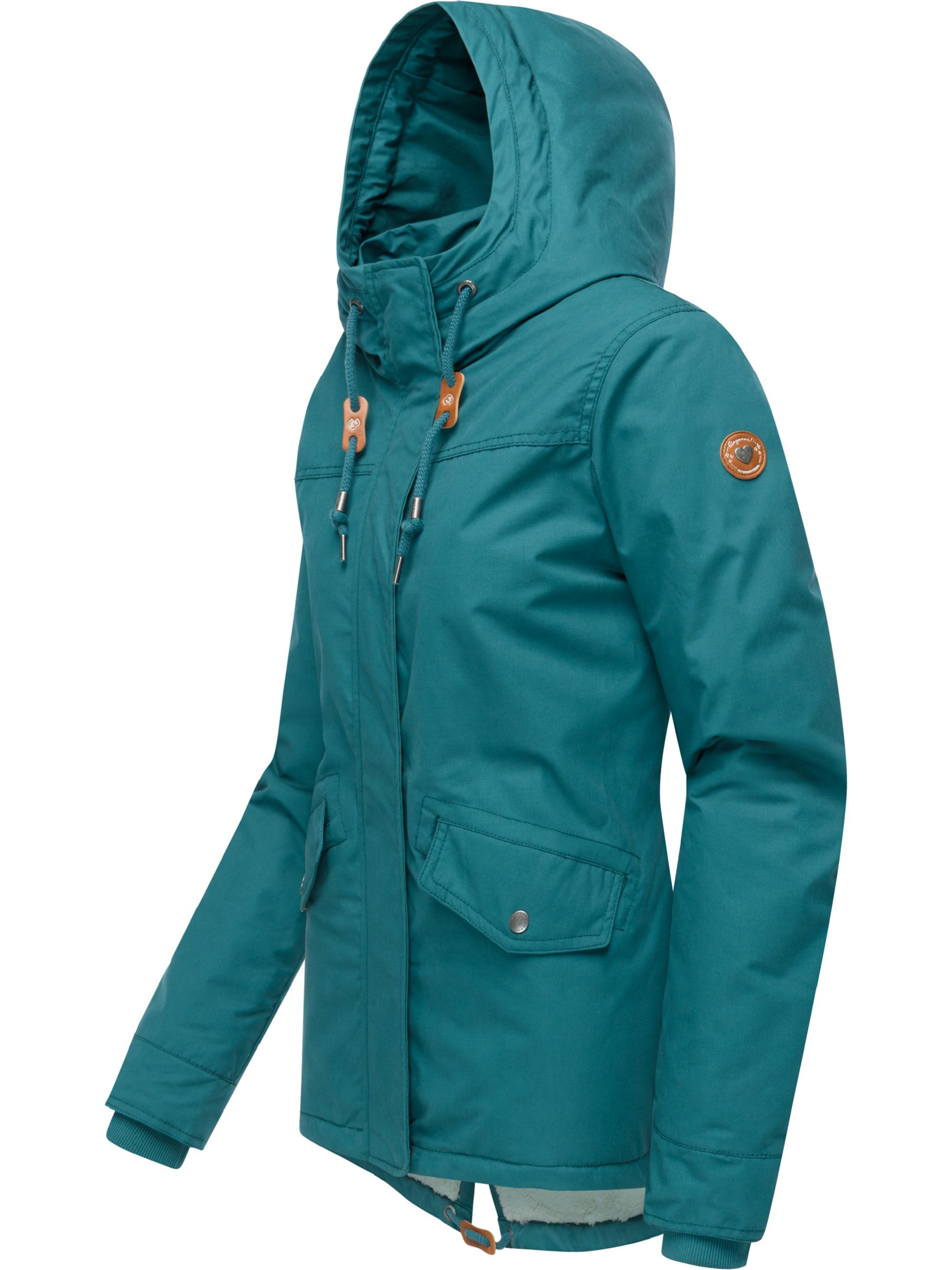Winter Parka mit hohem Kragen und Kapuze "Parkker Warm" Ocean Green