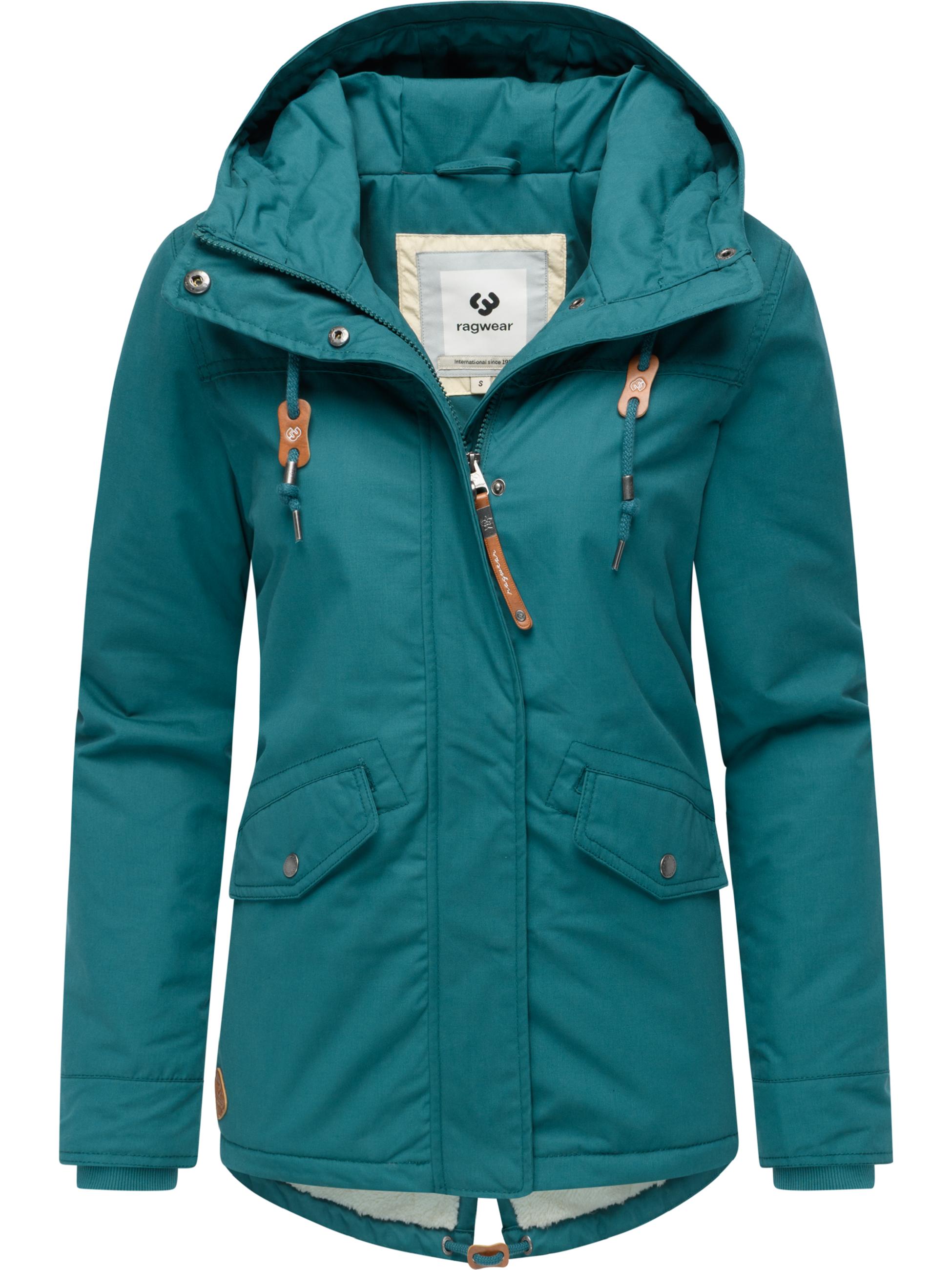 Winter Parka mit hohem Kragen und Kapuze "Parkker Warm" Ocean Green