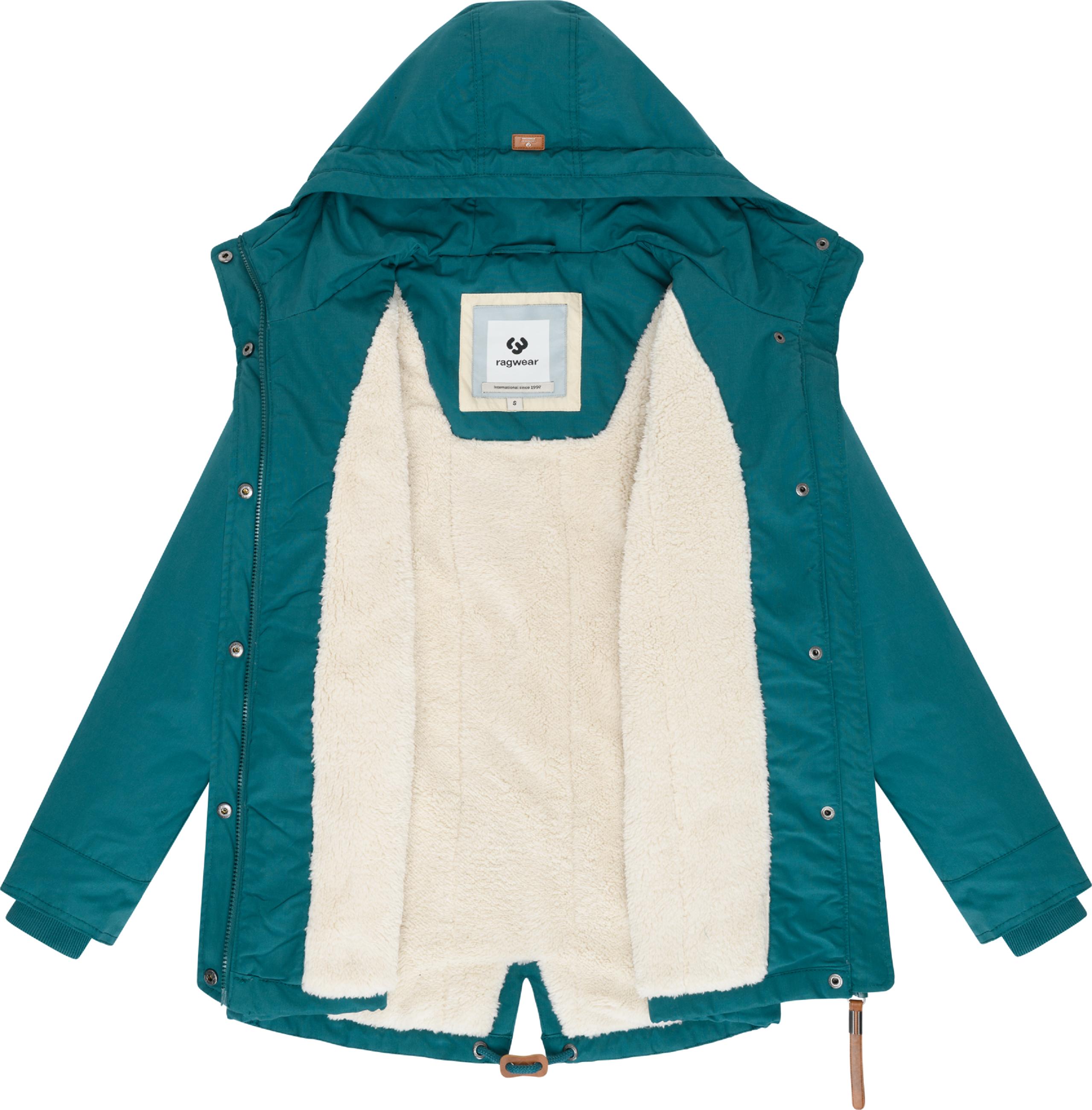 Winter Parka mit hohem Kragen und Kapuze "Parkker Warm" Ocean Green