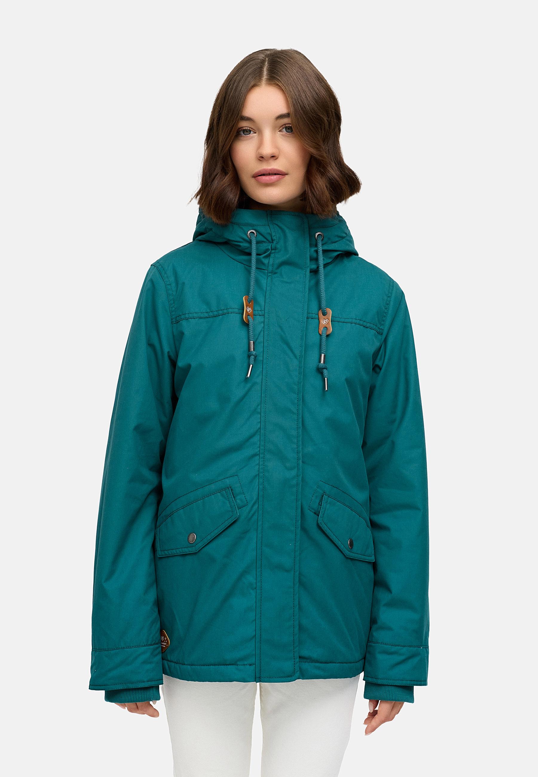 Winter Parka mit hohem Kragen und Kapuze "Parkker Warm" Ocean Green
