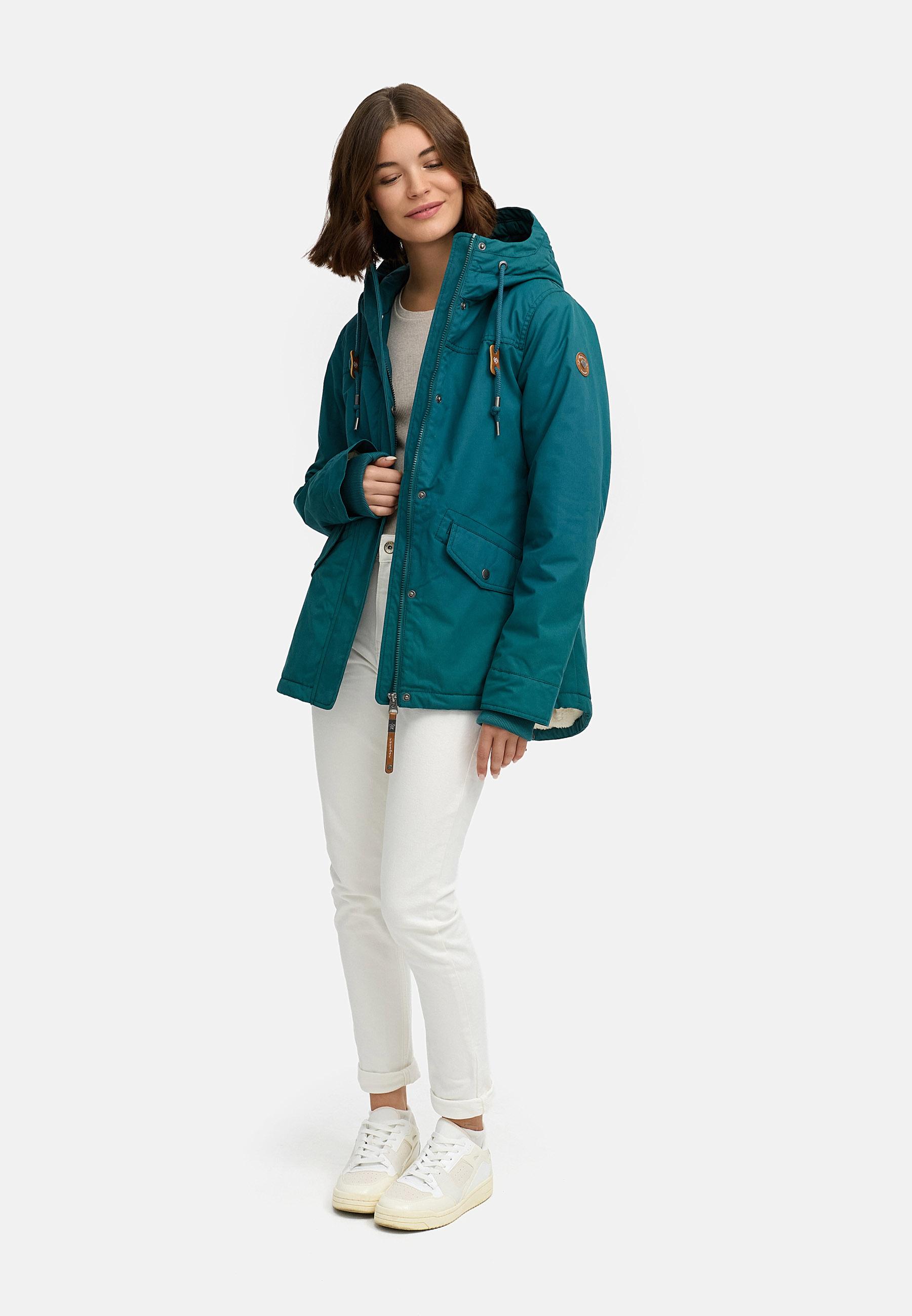 Winter Parka mit hohem Kragen und Kapuze "Parkker Warm" Ocean Green