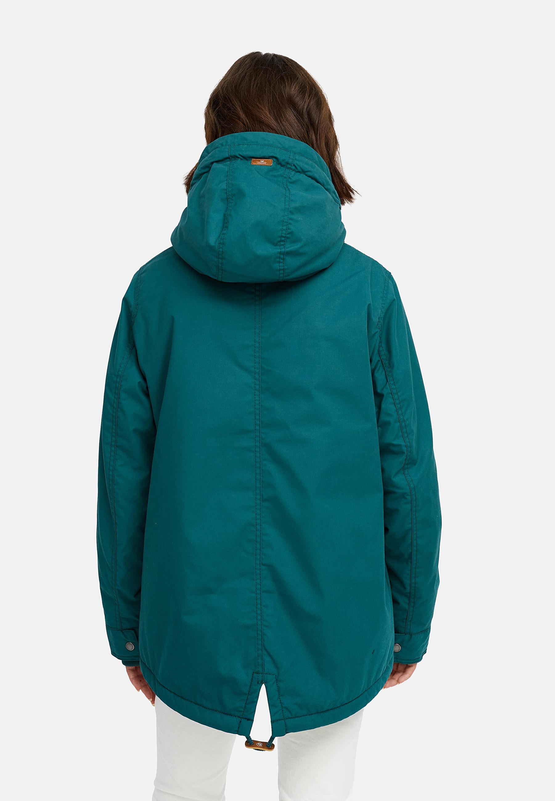 Winter Parka mit hohem Kragen und Kapuze "Parkker Warm" Ocean Green