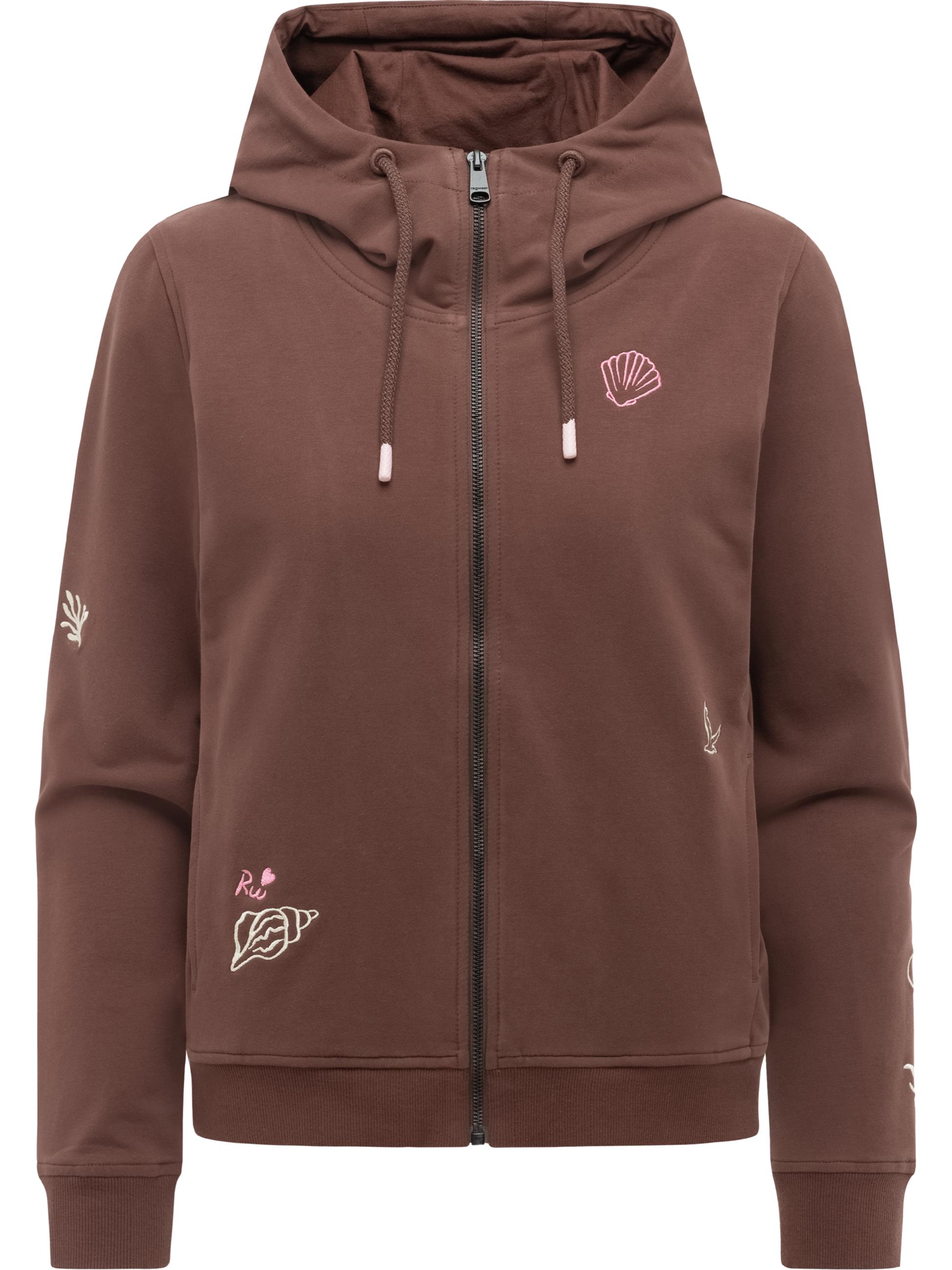 Sweatjacke mit Stickereien "Parya Embro" Dark Choco
