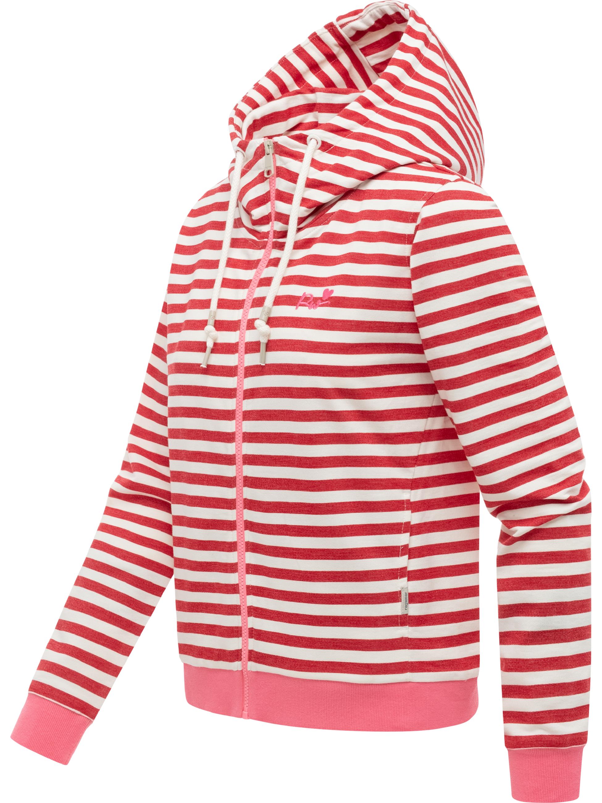 Gestreifte Sweatjacke mit Stickerei "Parya Stripes" Red