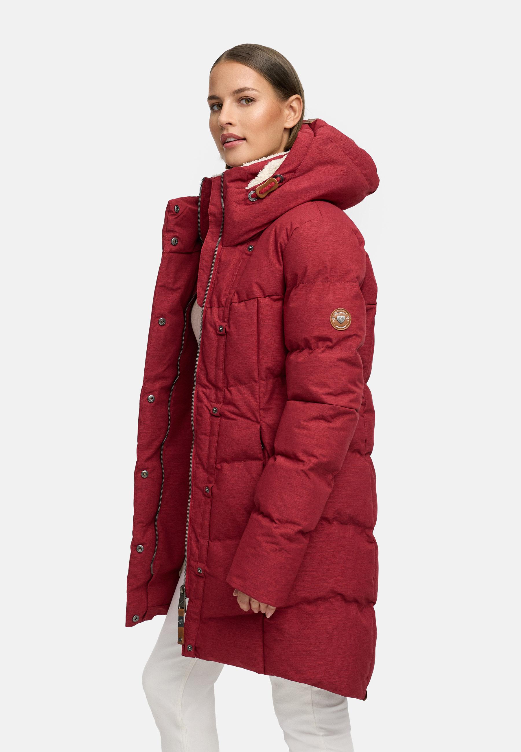 Wasserdichter Winter Steppmantel mit Kapuze "Pavla" Dark Red25