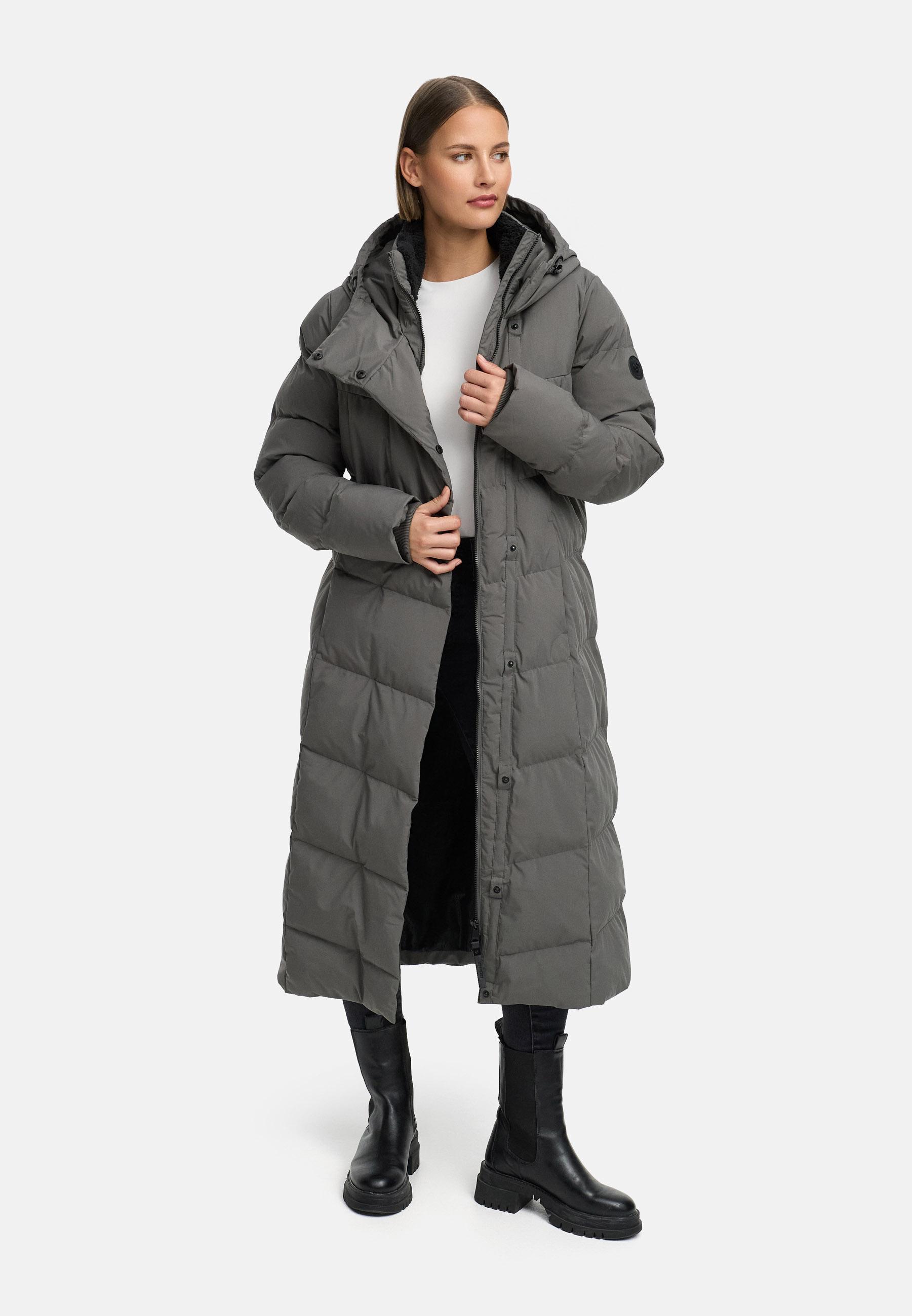 Wasserdichter Steppmantel "Pavla Long Soft YOUMODO" Stone Grey