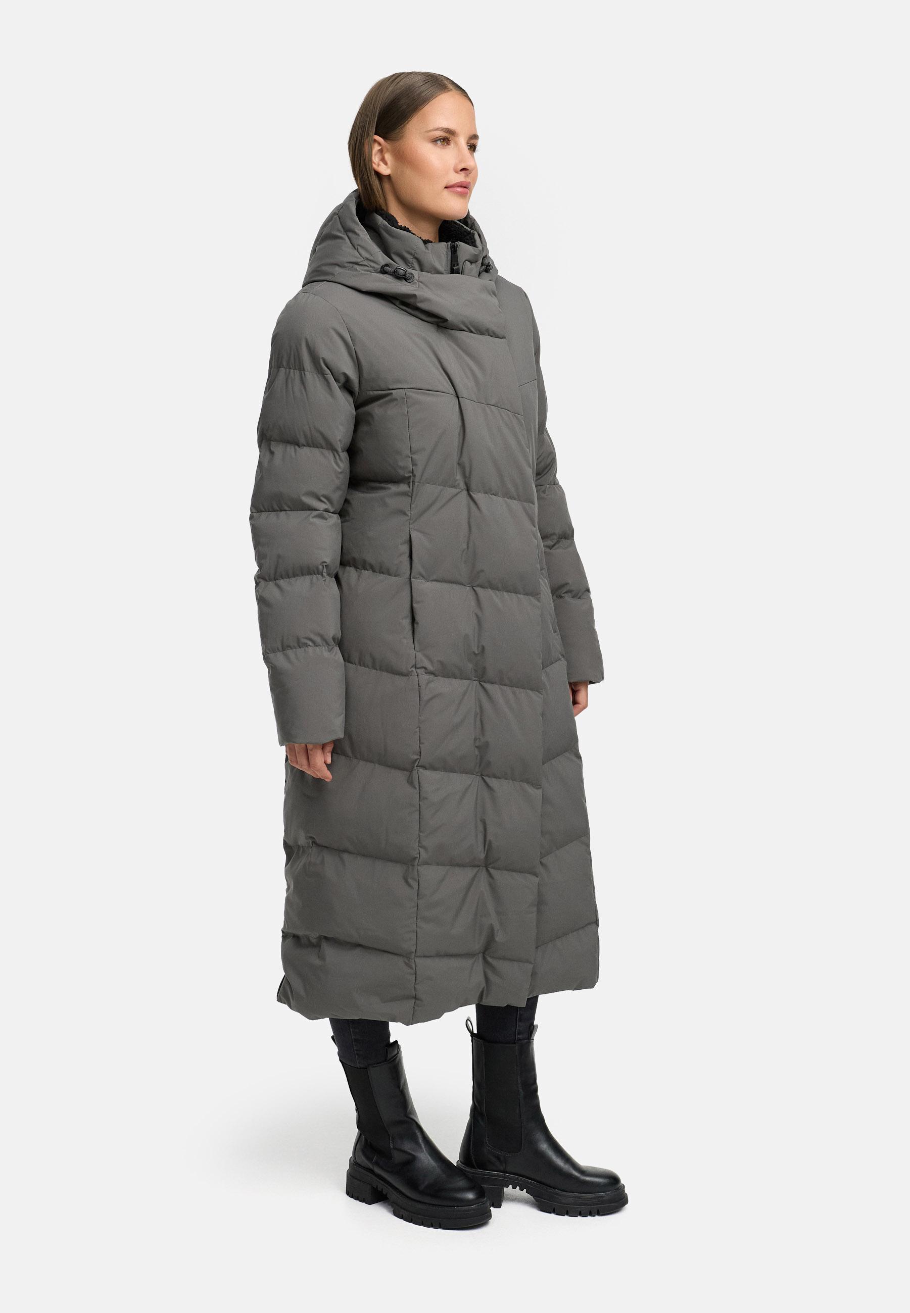 Wasserdichter Steppmantel "Pavla Long Soft YOUMODO" Stone Grey
