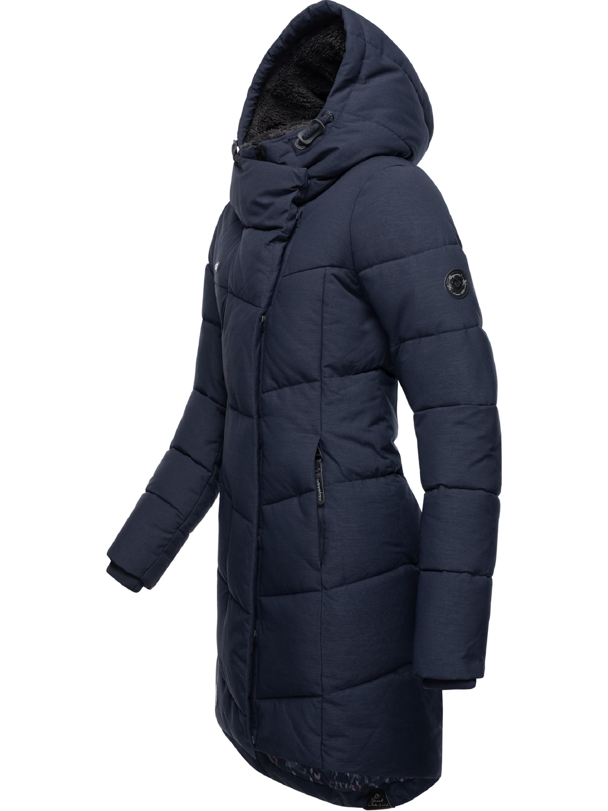 Langer Winter Steppmantel mit Kapuze "Pavla" Navy22