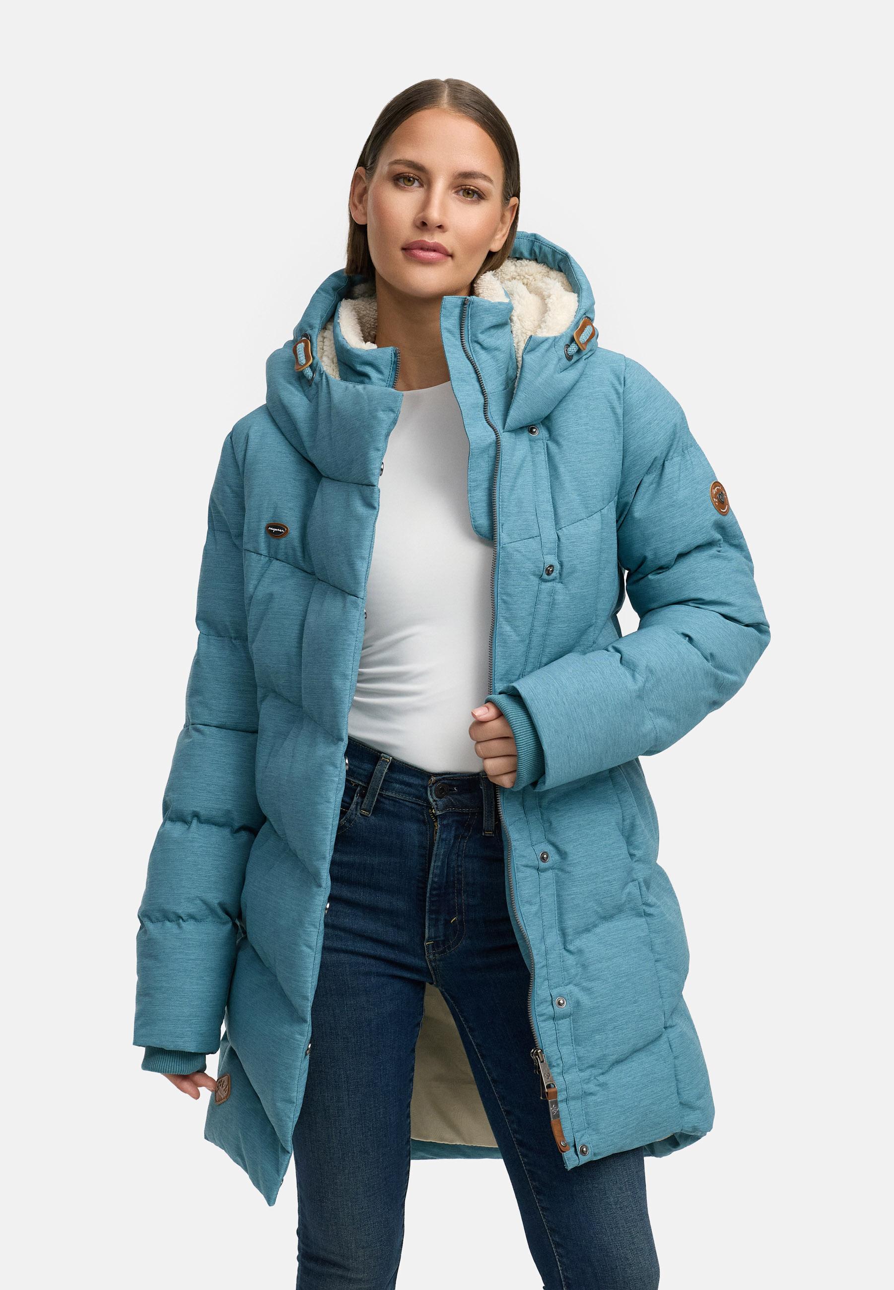 Wasserdichter Winter Steppmantel mit Kapuze "Pavla" Stone Blue25