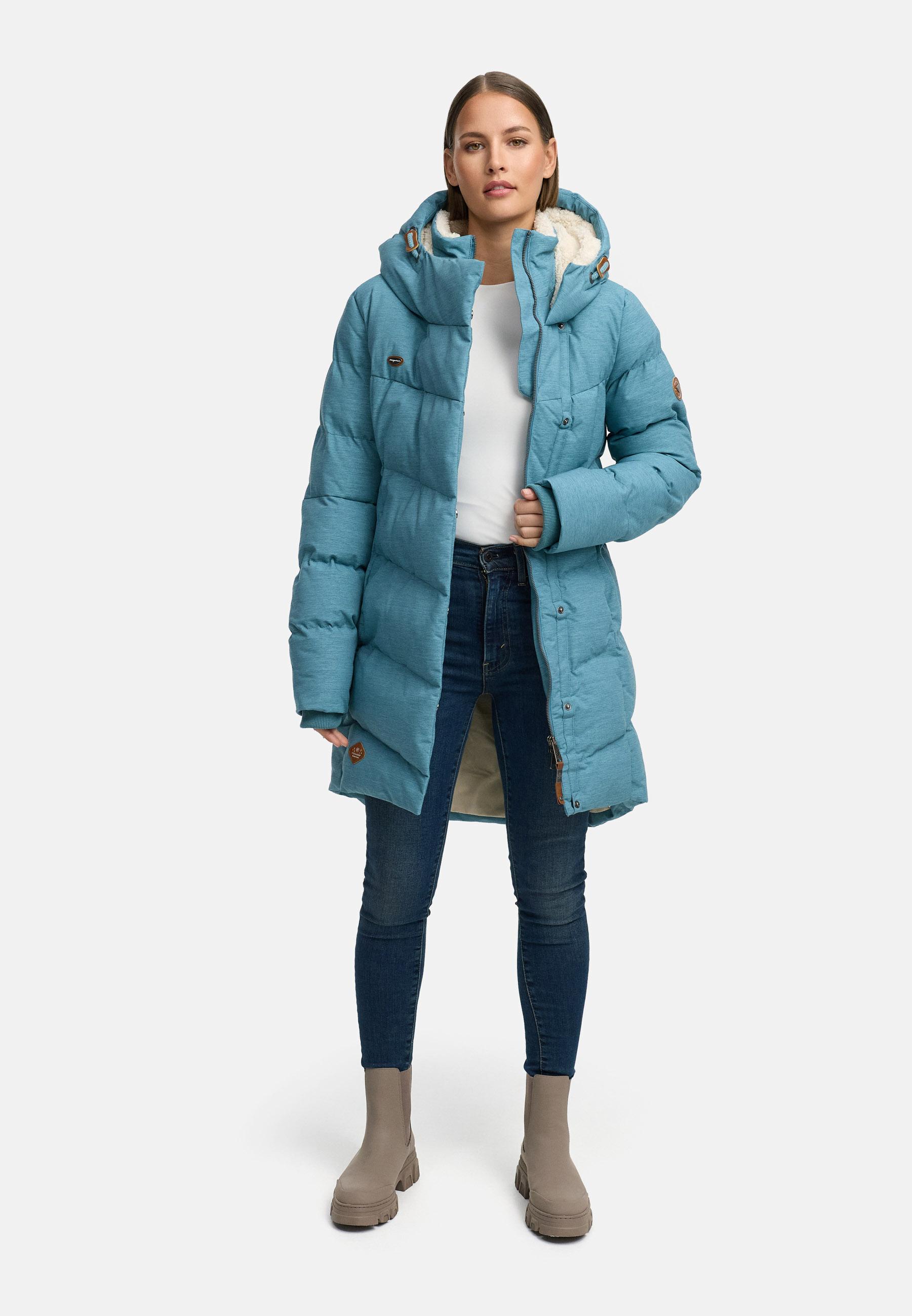 Wasserdichter Winter Steppmantel mit Kapuze "Pavla" Stone Blue25
