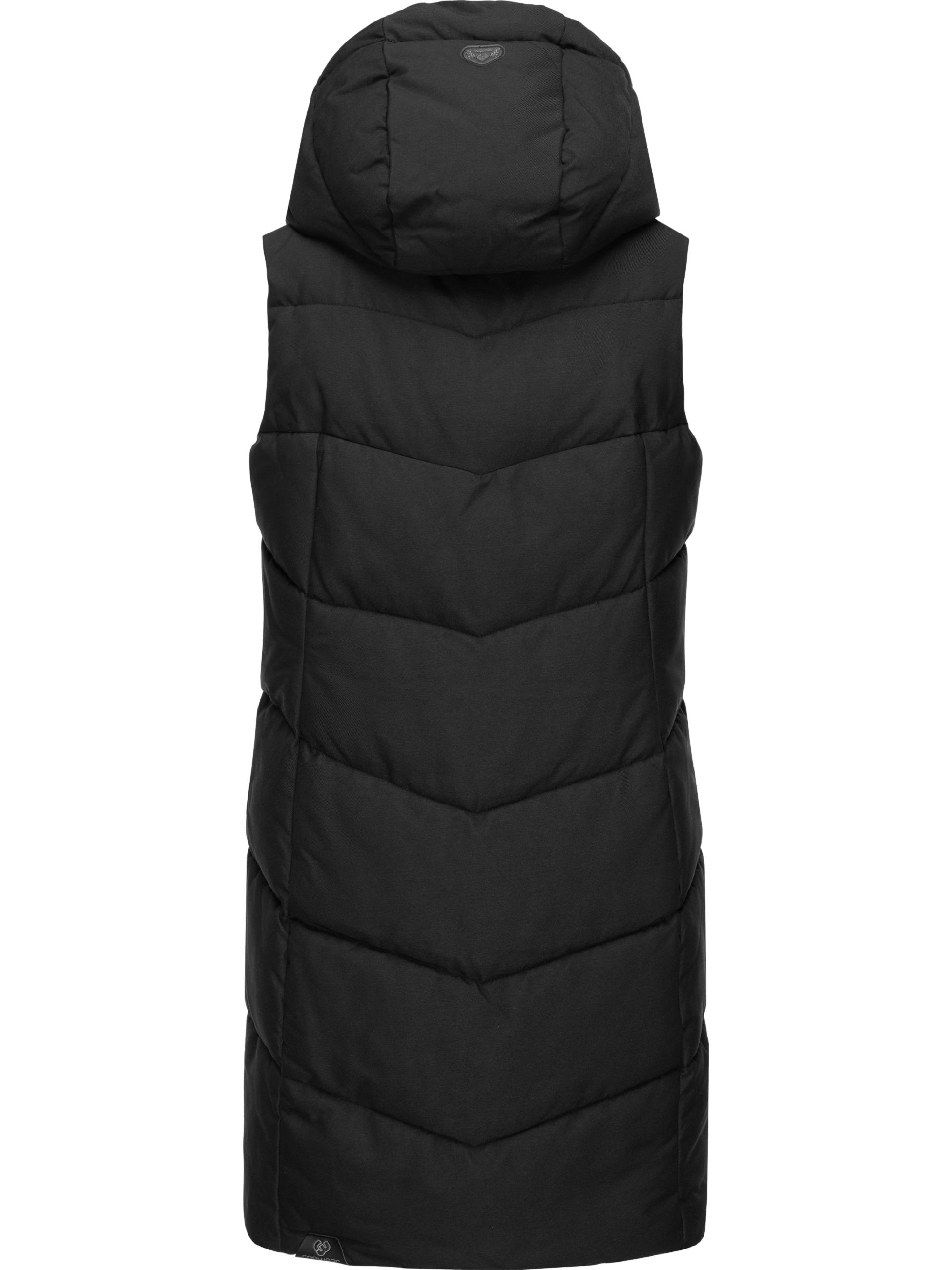 Lange Steppweste mit Kapuze 'Pavla Vest' Black