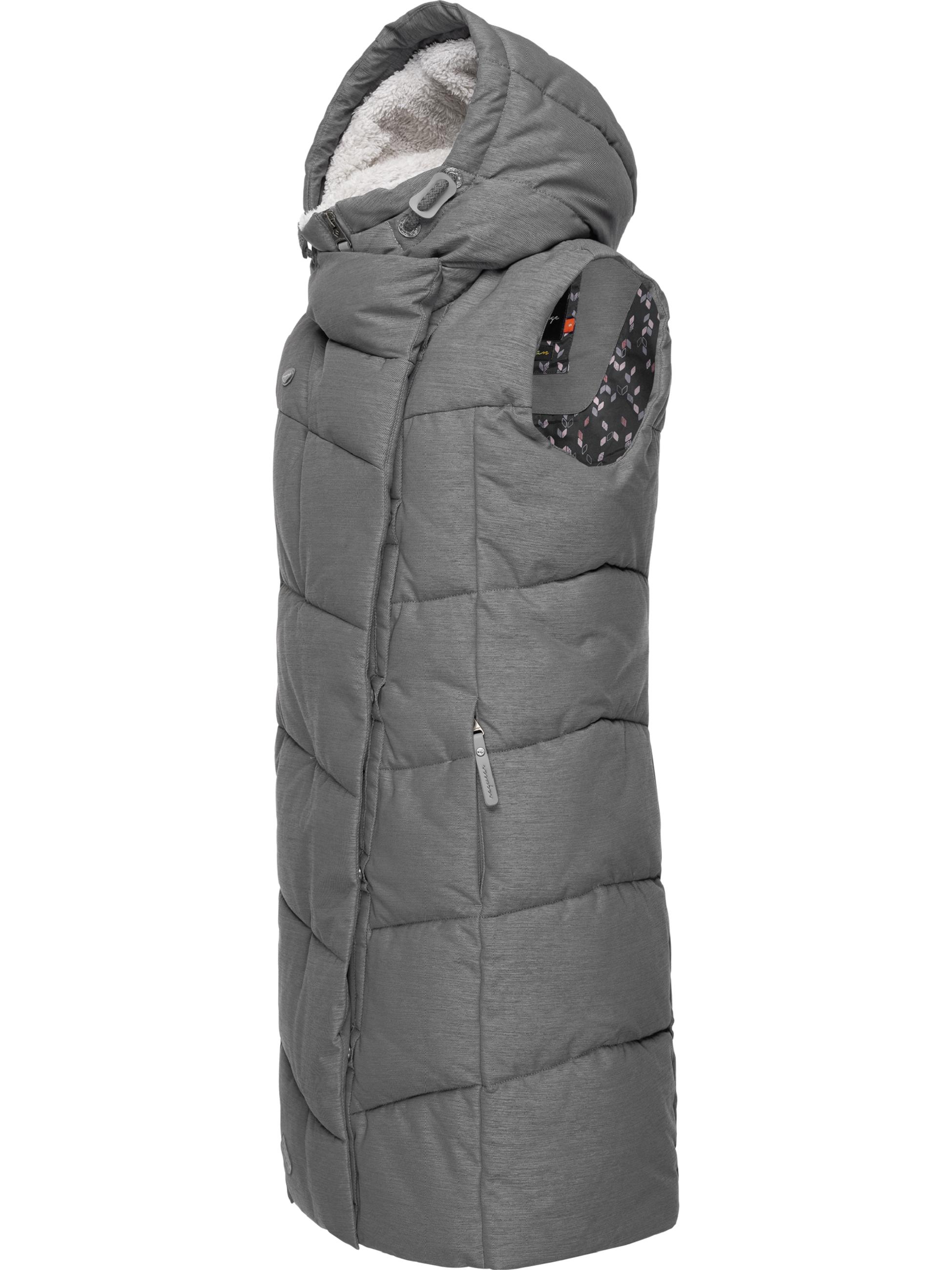 Lange Steppweste mit Kapuze 'Pavla Vest' Grey