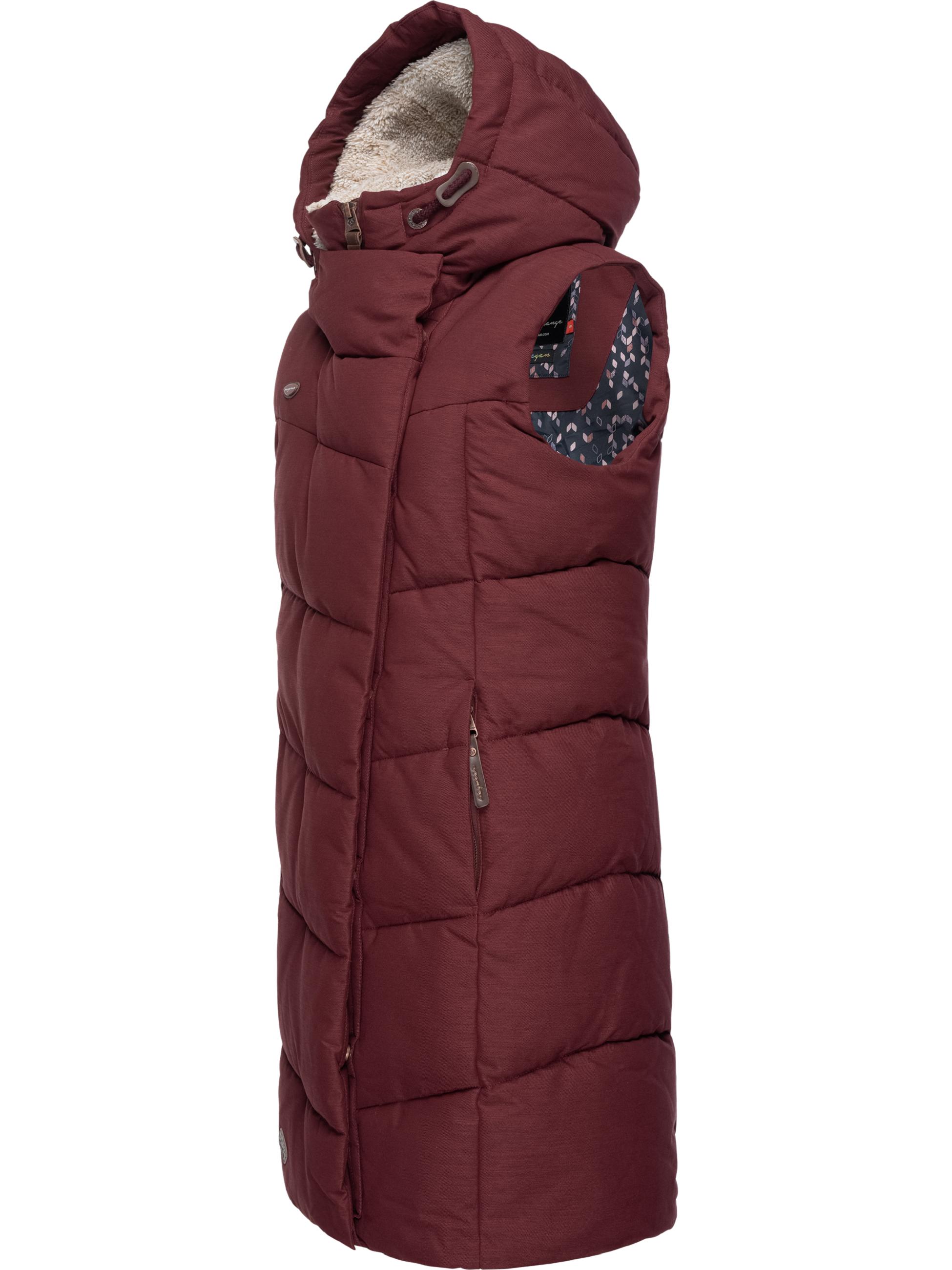 Lange Steppweste mit Kapuze 'Pavla Vest' Wine Red