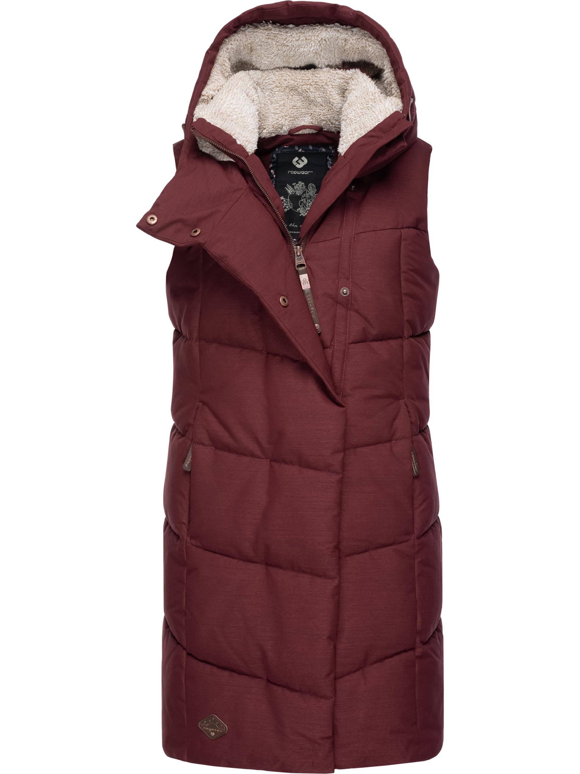 Lange Steppweste mit Kapuze 'Pavla Vest' Wine Red