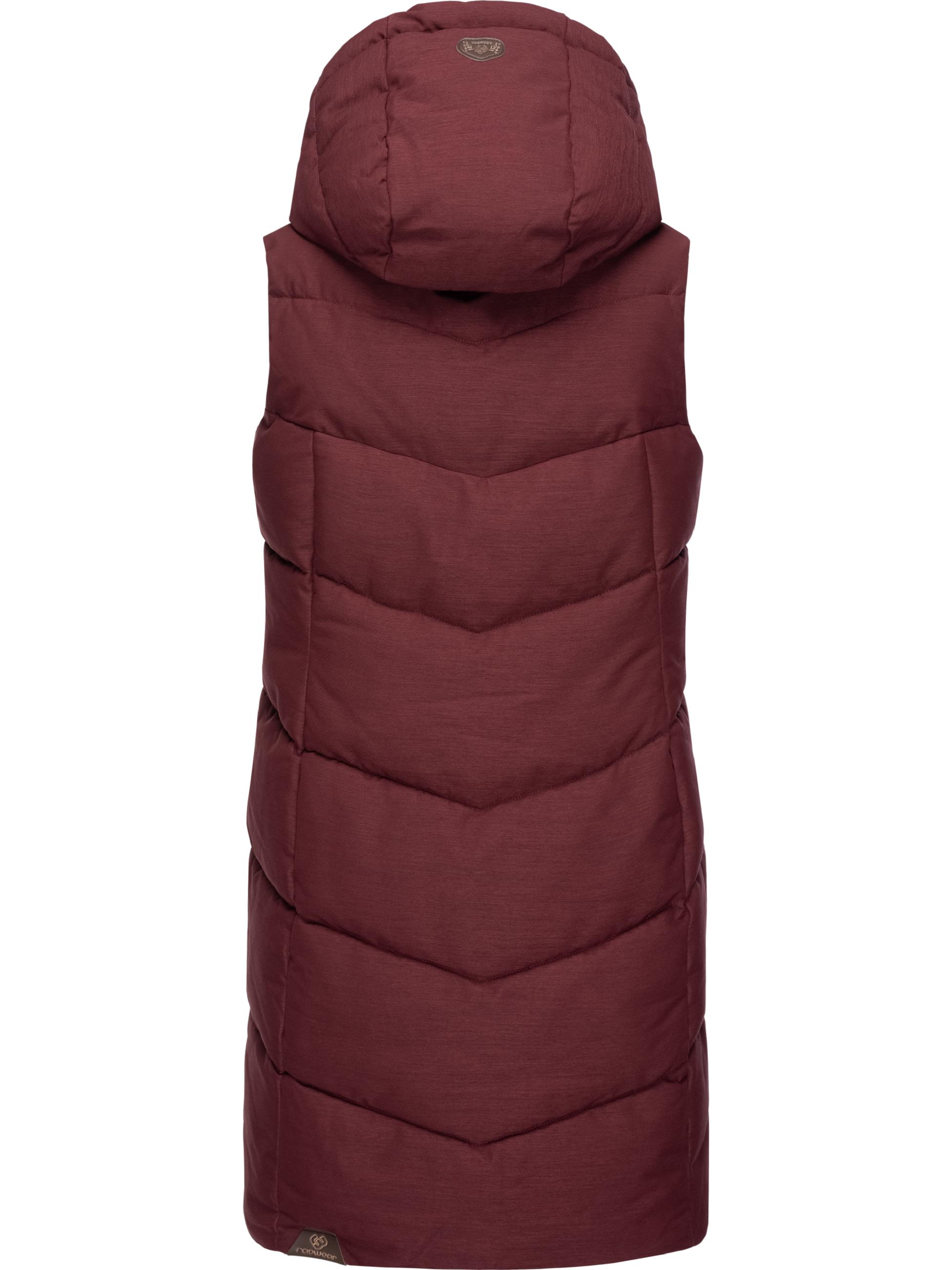 Lange Steppweste mit Kapuze 'Pavla Vest' Wine Red