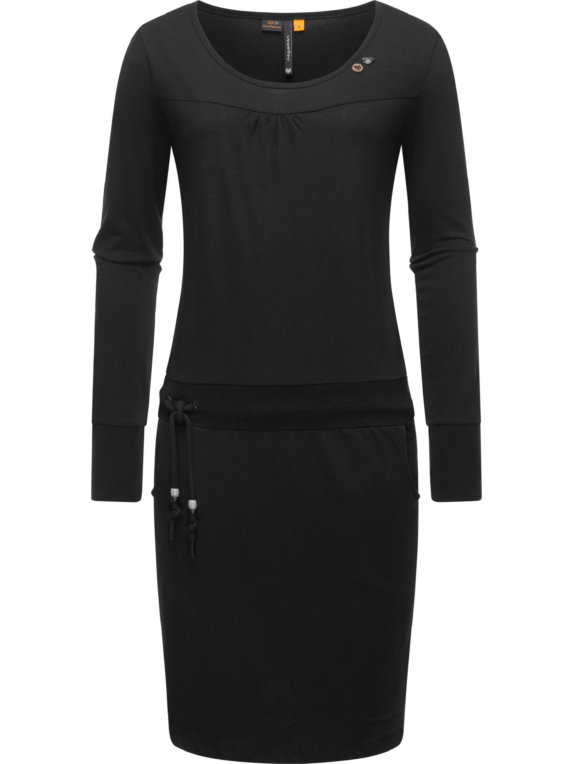 Langarm-Kleid mit Taillenzug 'Penellope' Black