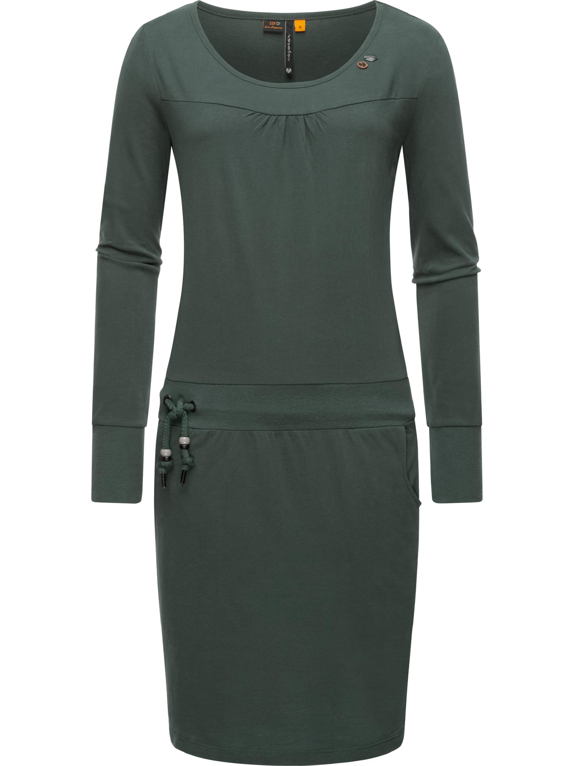 Langarm-Kleid mit Taillenzug 'Penellope' Dark Green