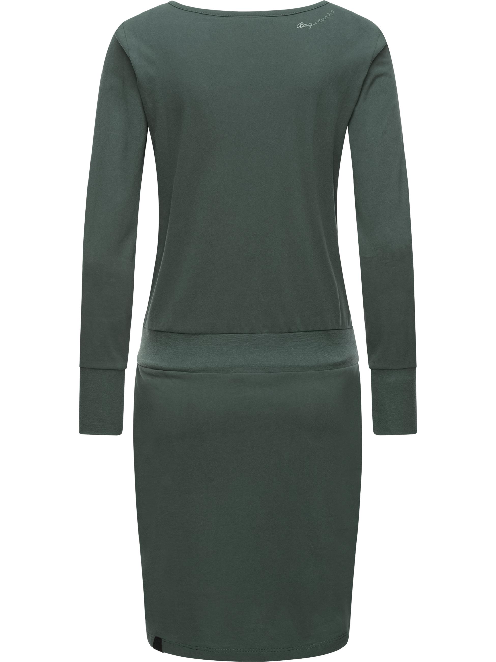 Langarm-Kleid mit Taillenzug 'Penellope' Dark Green