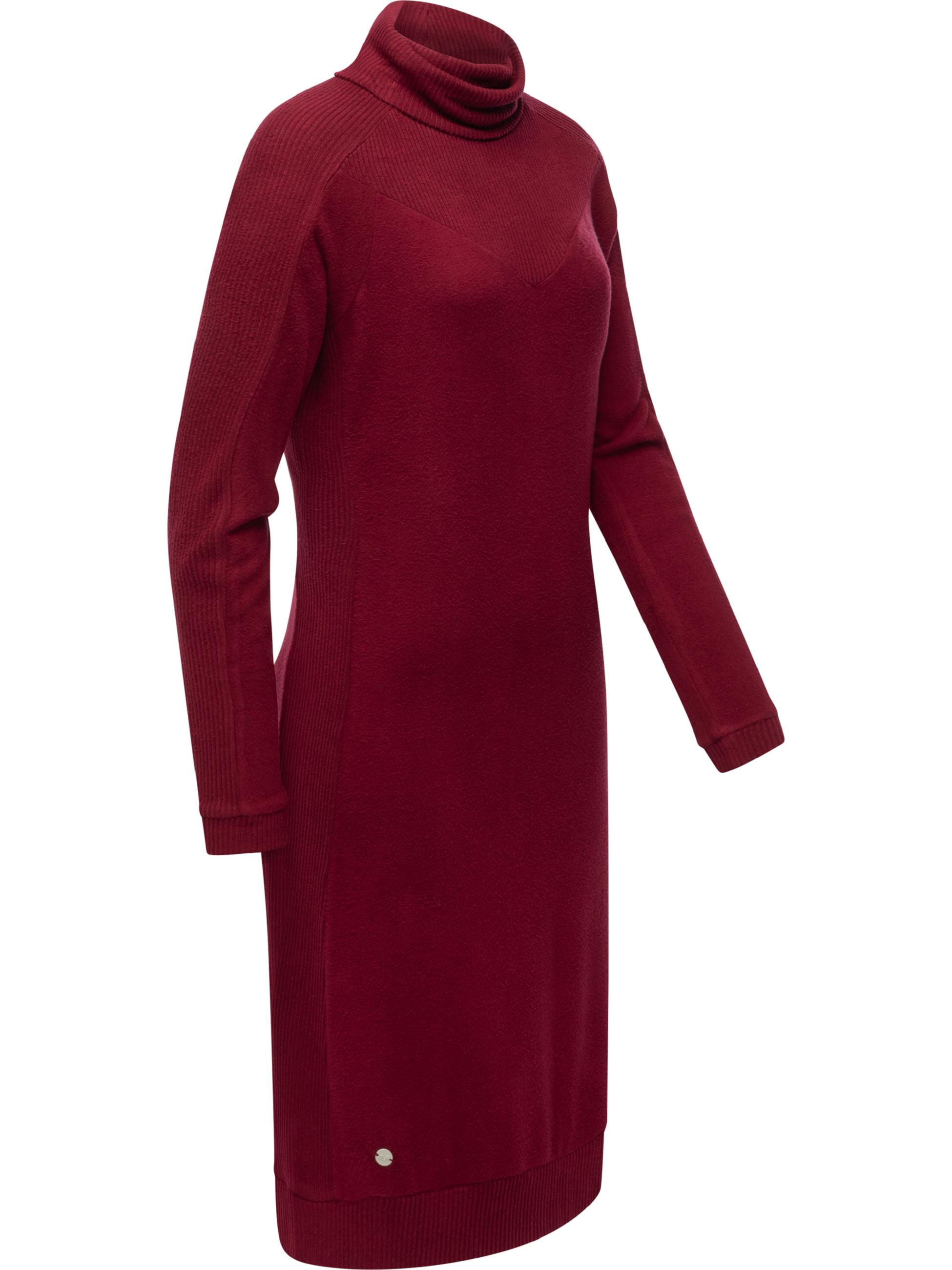 Rollkragen Jersey Kleid Peona Wine Red