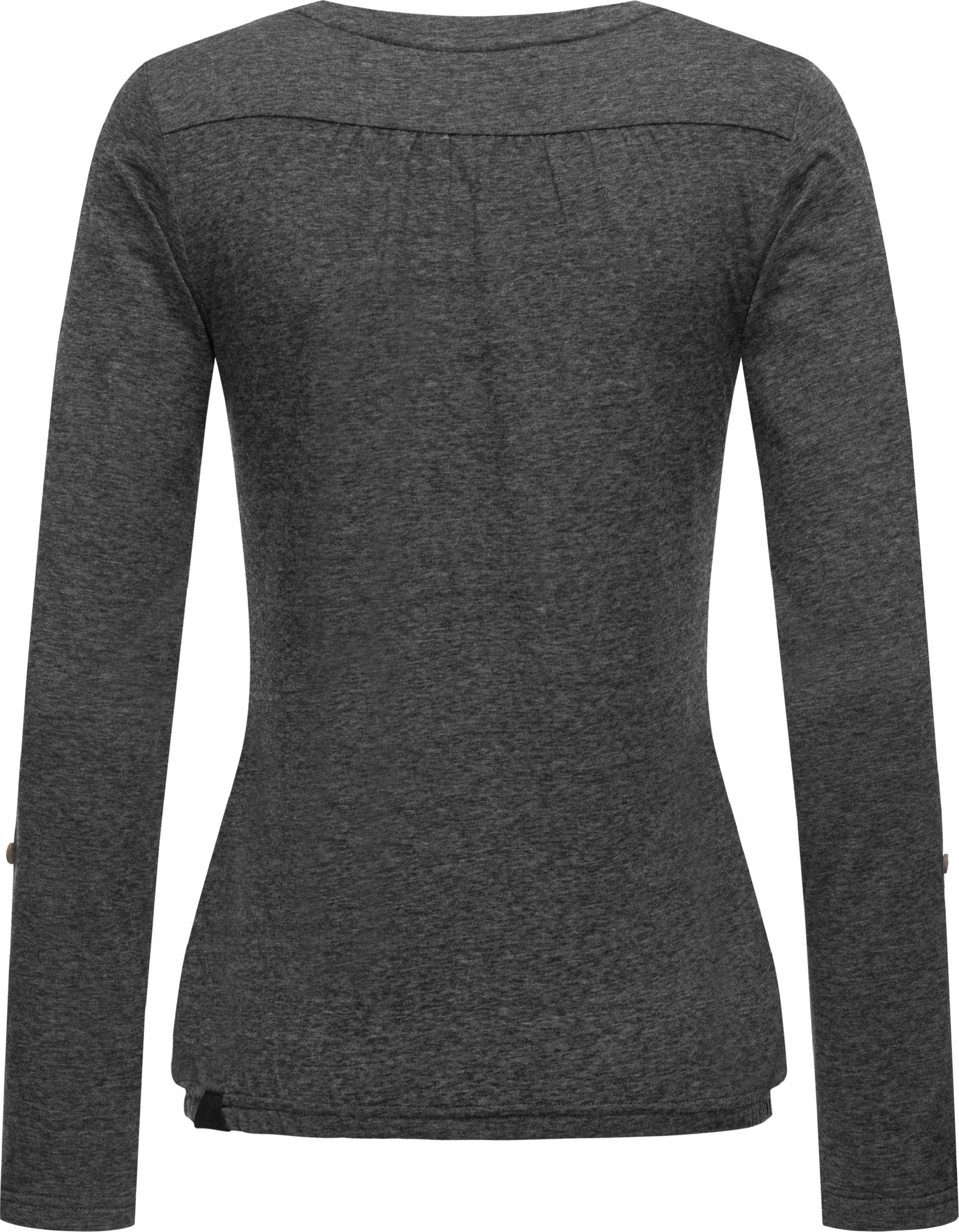 Langarmshirt mit Knöpfen "Pinchi Melange" Dark Grey