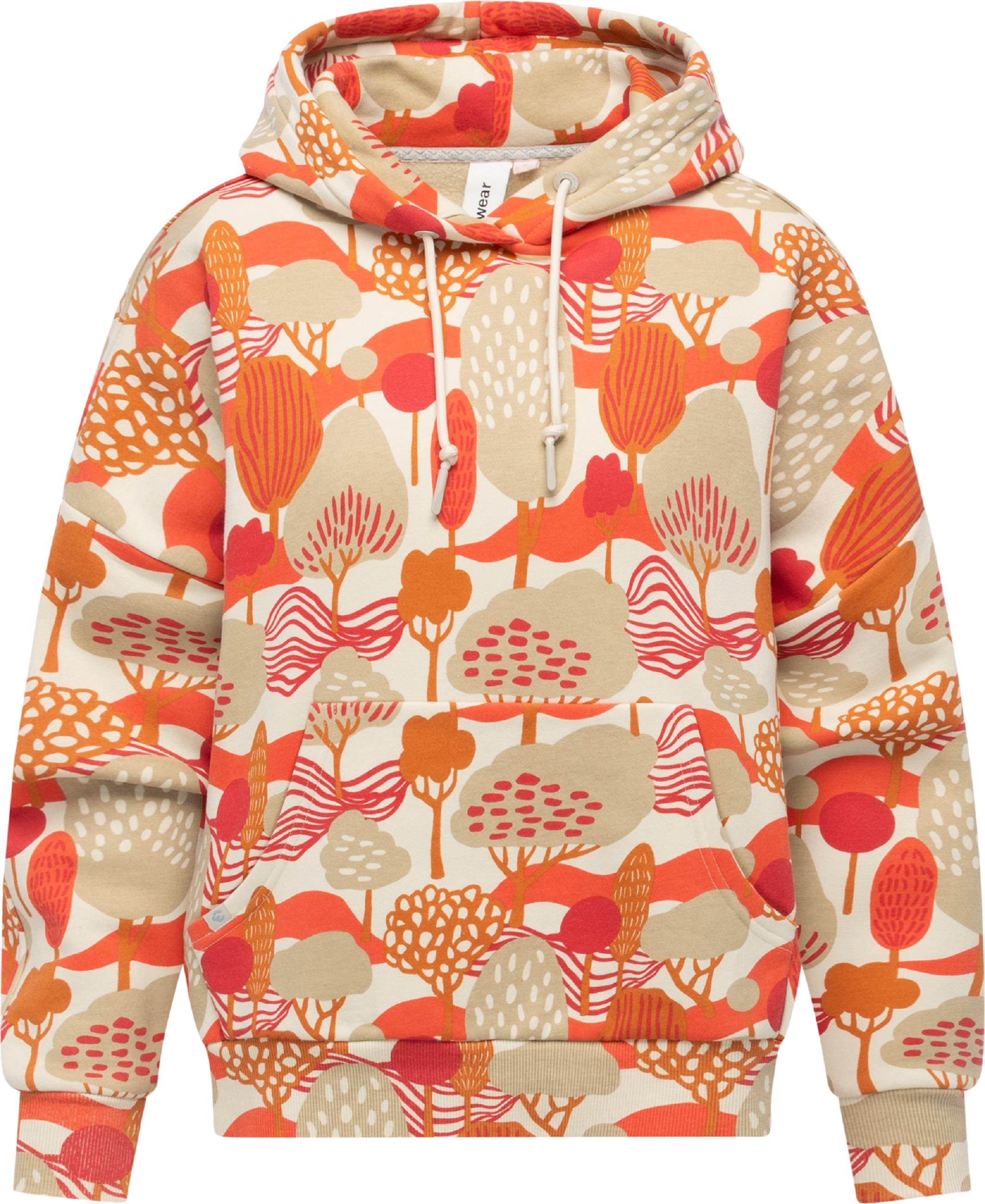 Hoodie mit verstellbarer Kapuze "Pirita Print" Ecru
