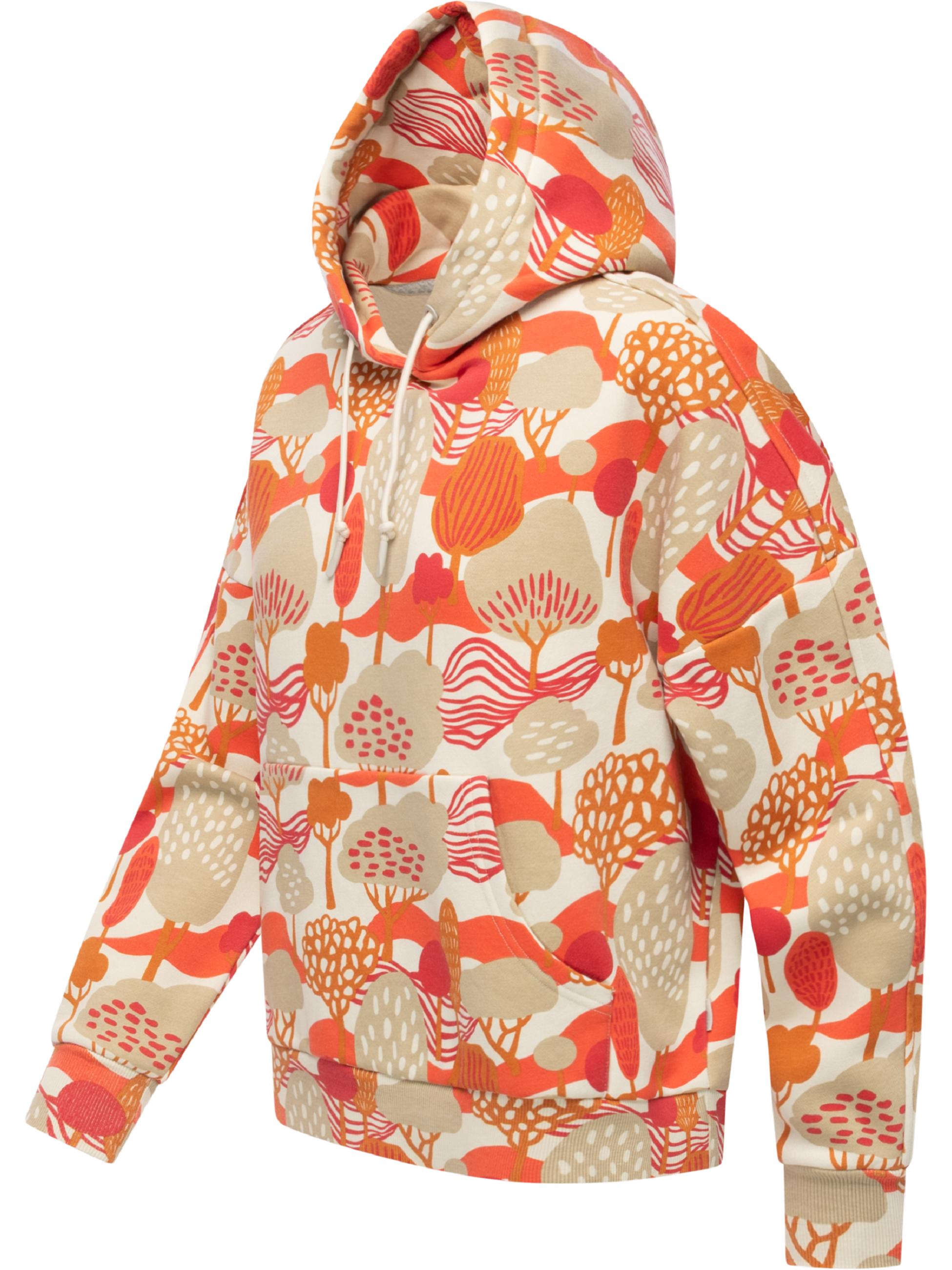 Hoodie mit verstellbarer Kapuze "Pirita Print" Ecru