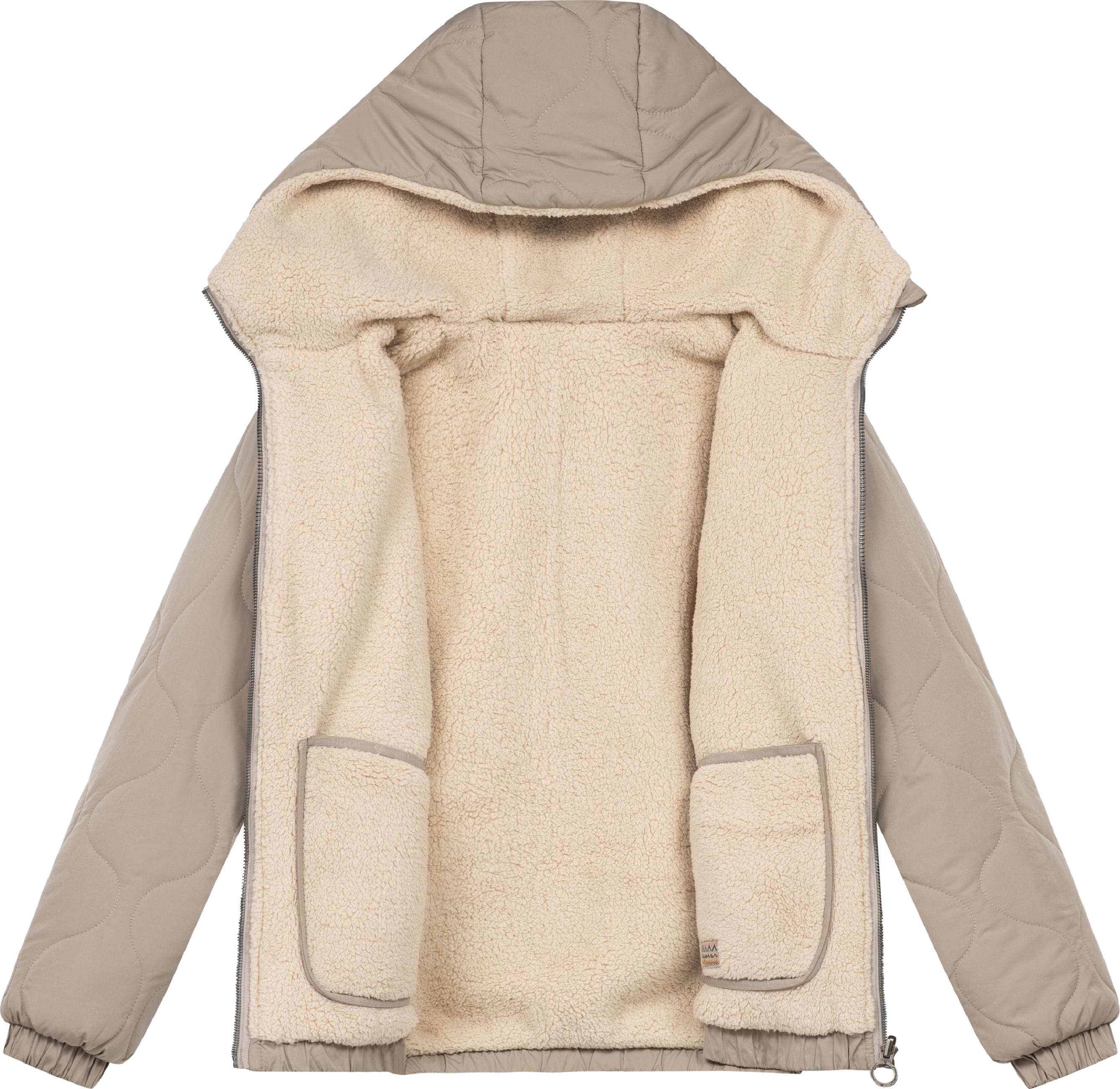 Wendejacke mit Plüsch- und gestepptem Material "Qaria" Bone