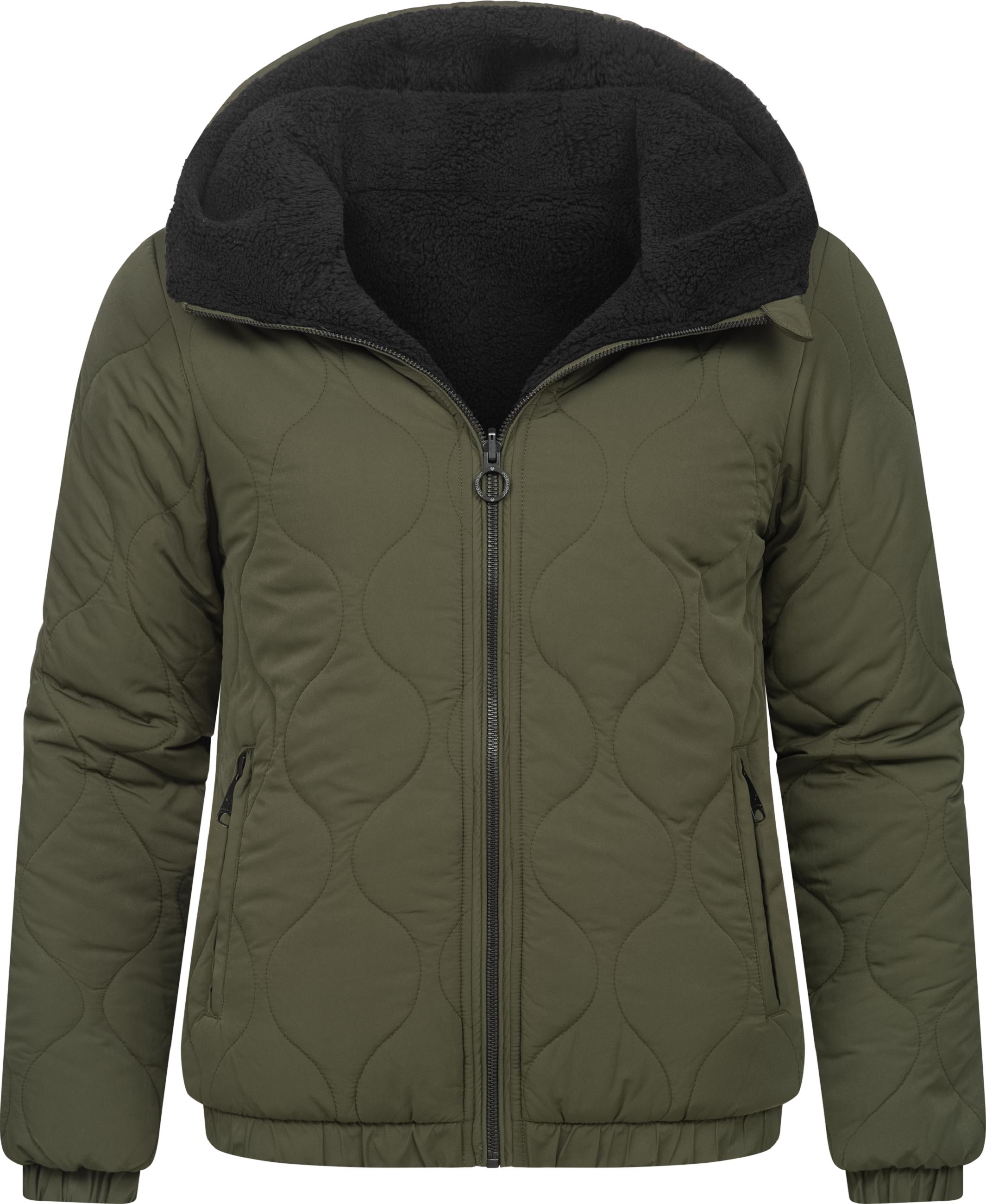 Wendejacke mit Plüsch- und gestepptem Material "Qaria" Dark Olive