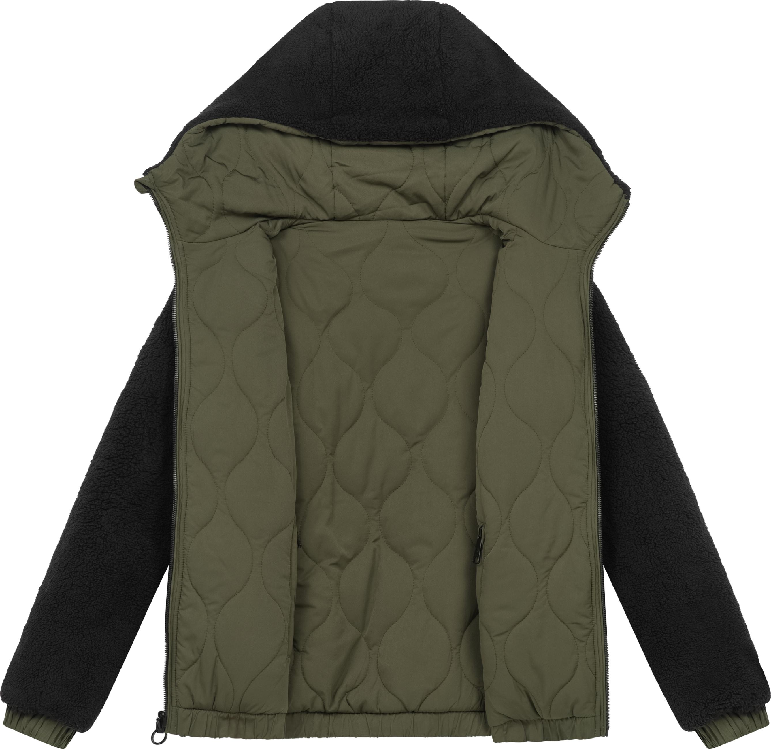 Wendejacke mit Plüsch- und gestepptem Material "Qaria" Dark Olive