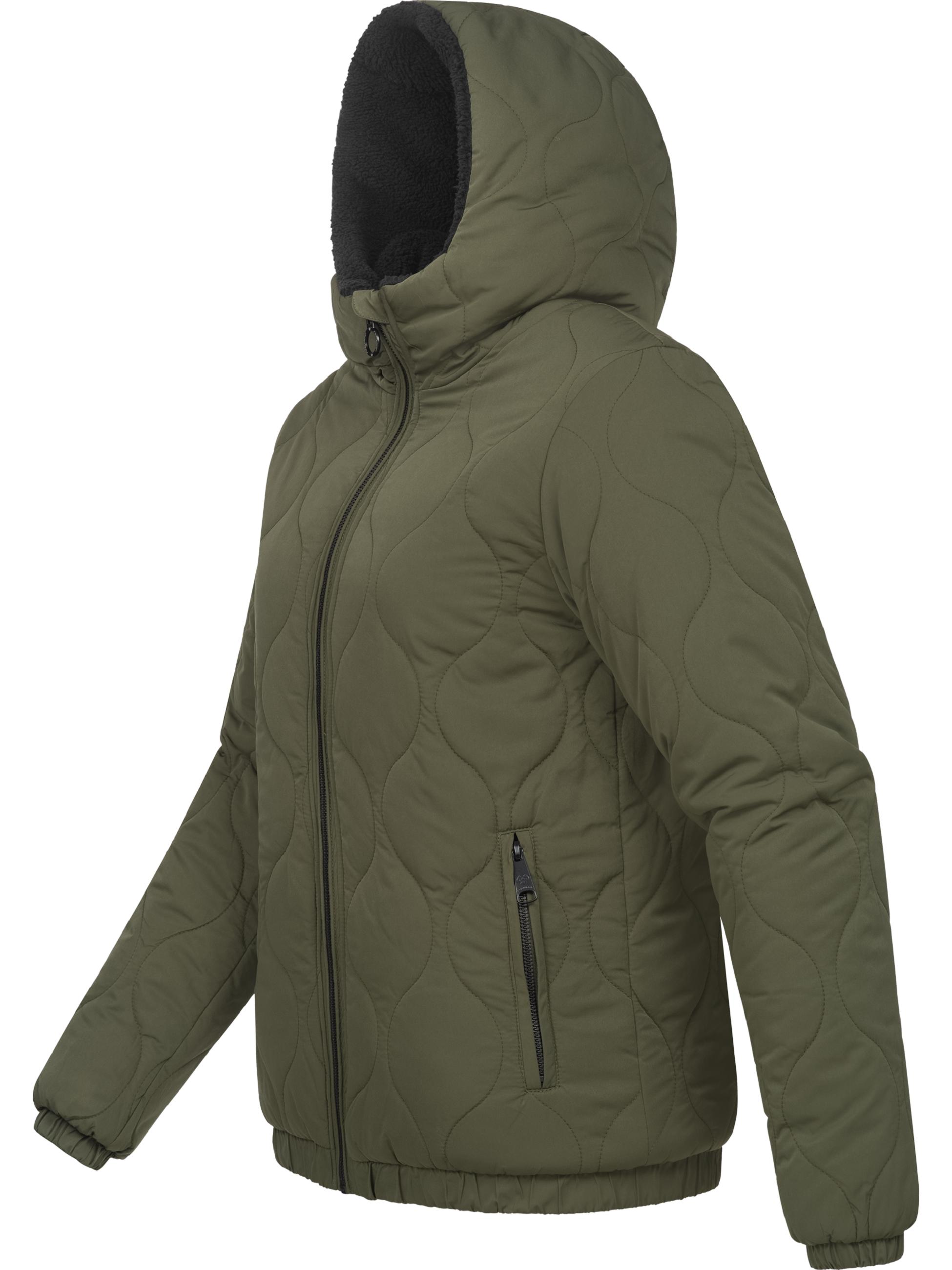 Wendejacke mit Plüsch- und gestepptem Material "Qaria" Dark Olive