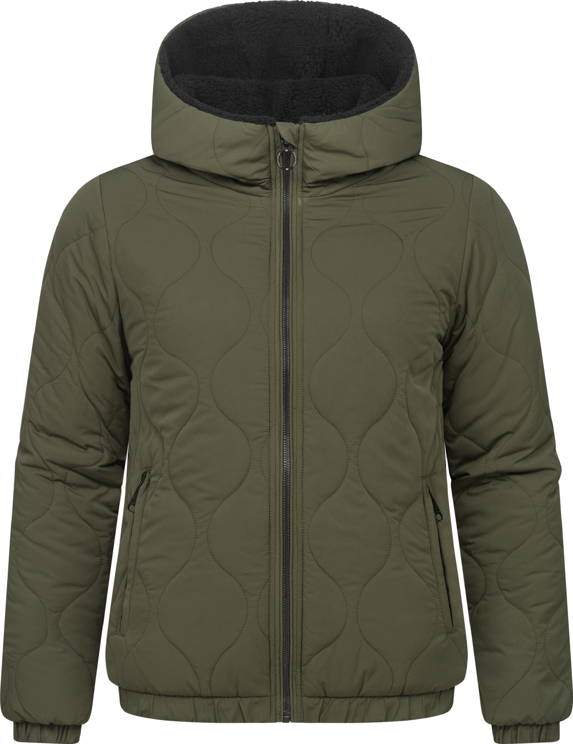 Wendejacke mit Plüsch- und gestepptem Material "Qaria" Dark Olive