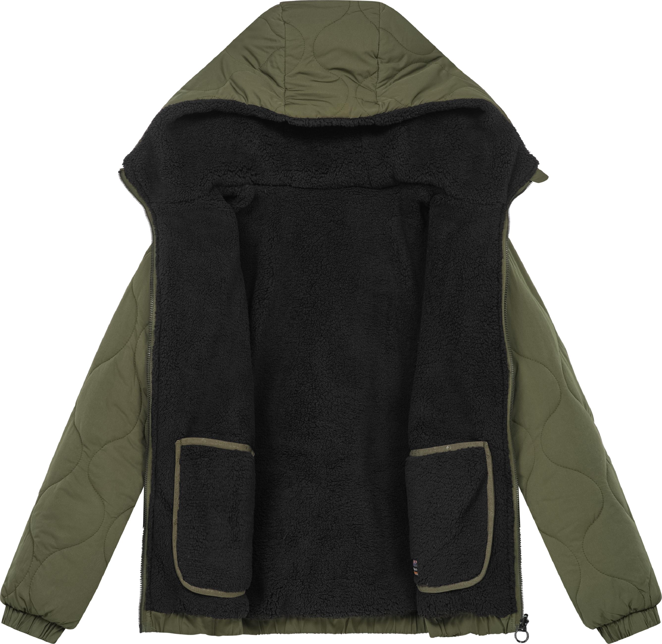 Wendejacke mit Plüsch- und gestepptem Material "Qaria" Dark Olive