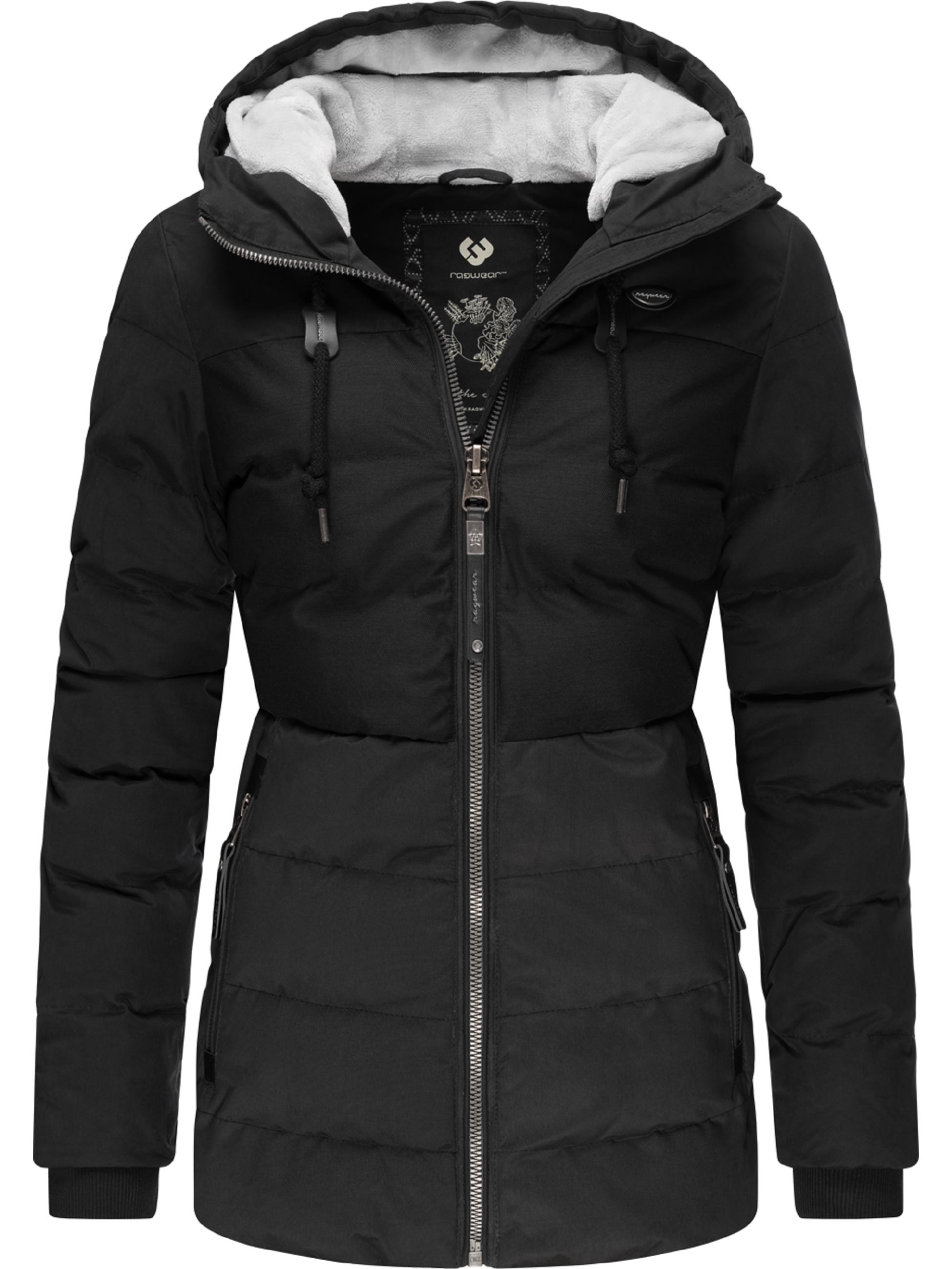 Lange Winter Steppjacke mit Kapuze "Quantic" Black