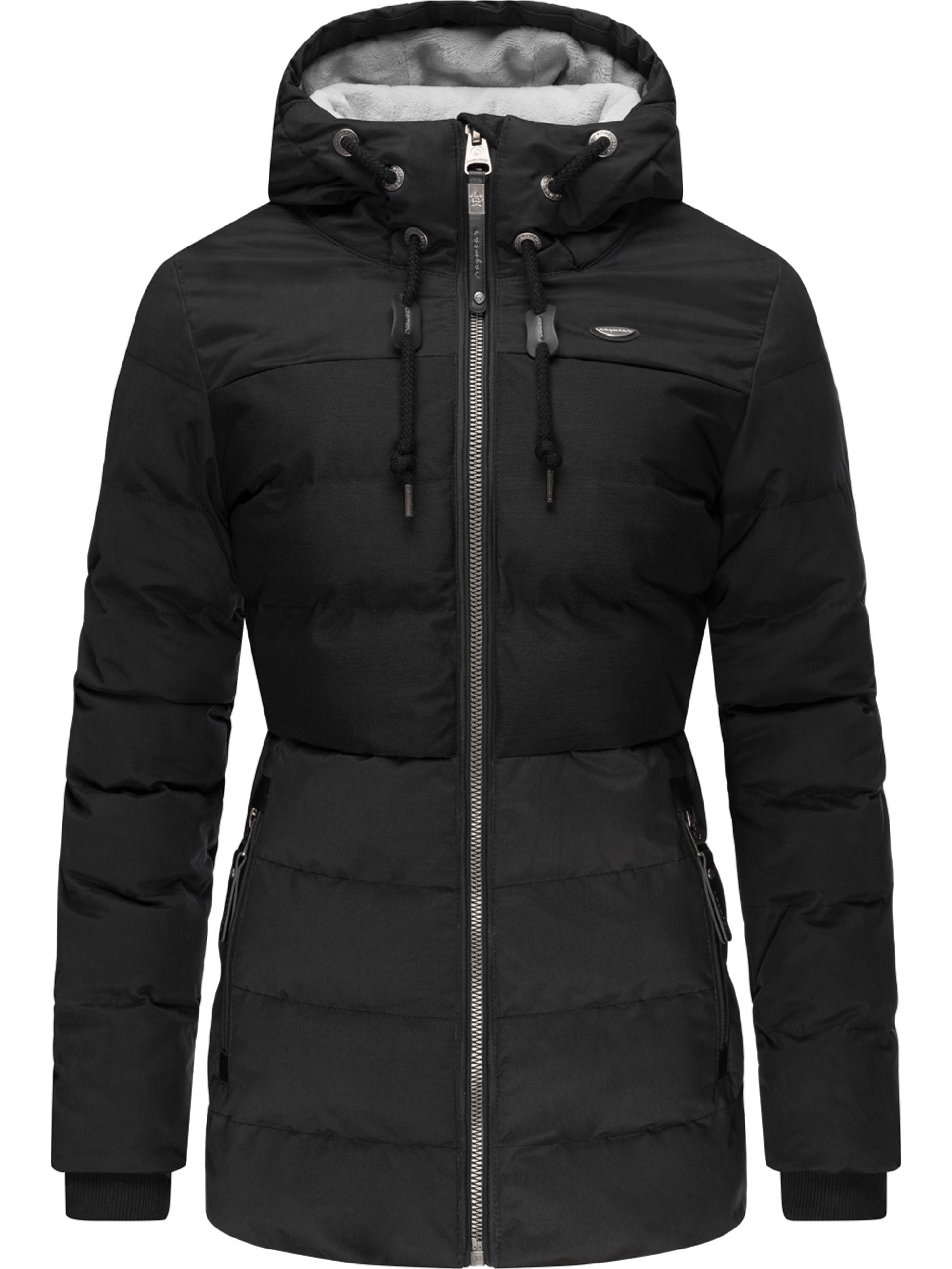 Lange Winter Steppjacke mit Kapuze "Quantic" Black