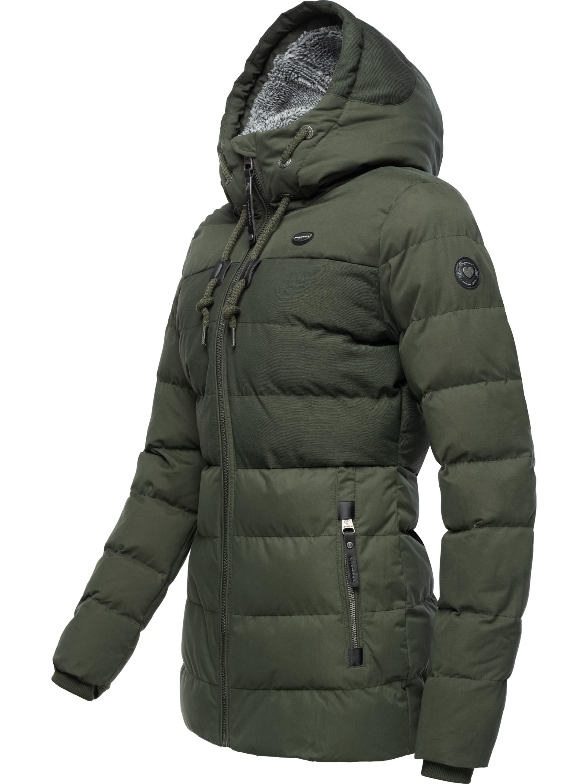 Lange Winter Steppjacke mit Kapuze "Quantic" Dark Olive22