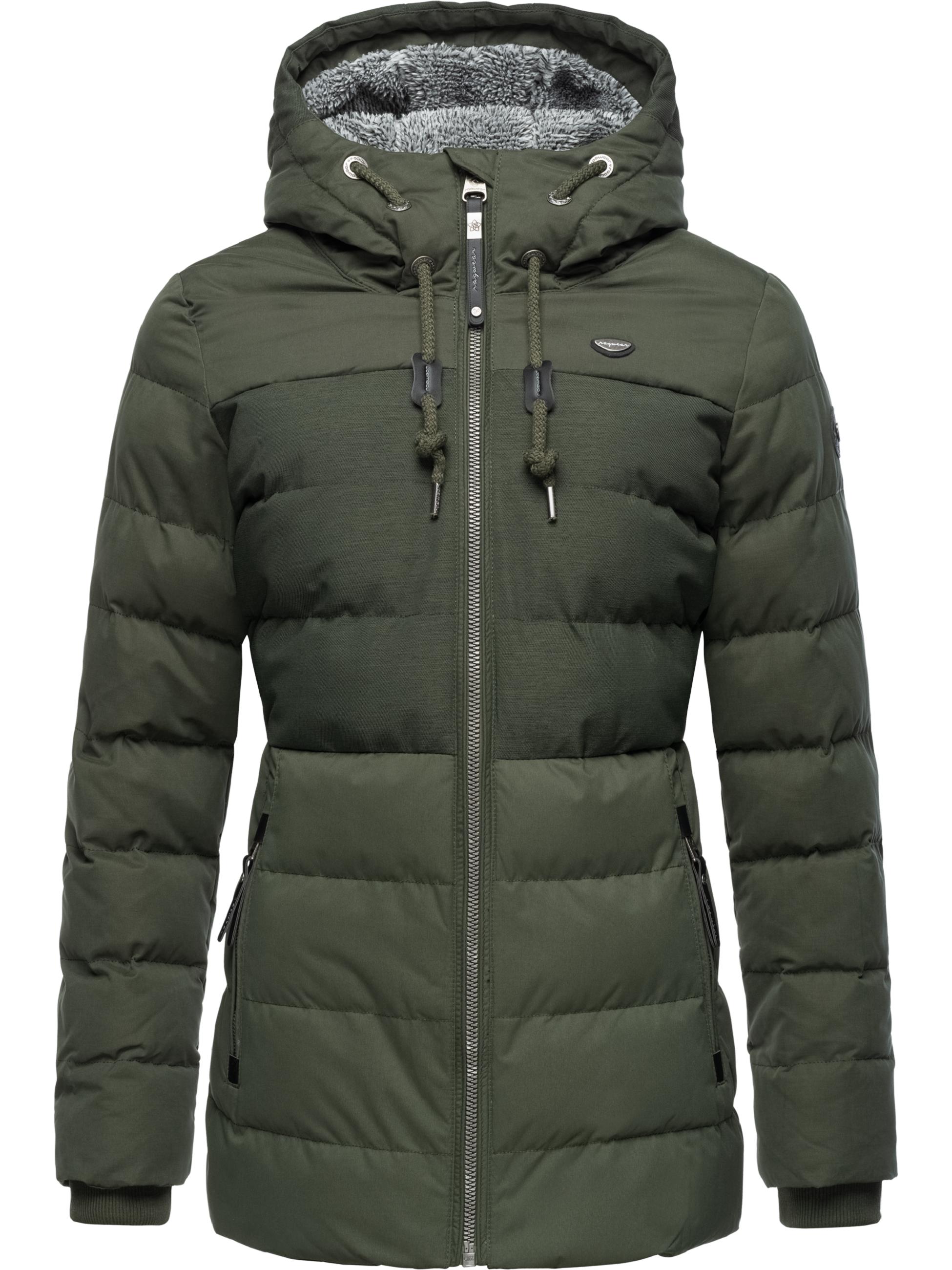 Lange Winter Steppjacke mit Kapuze "Quantic" Dark Olive22