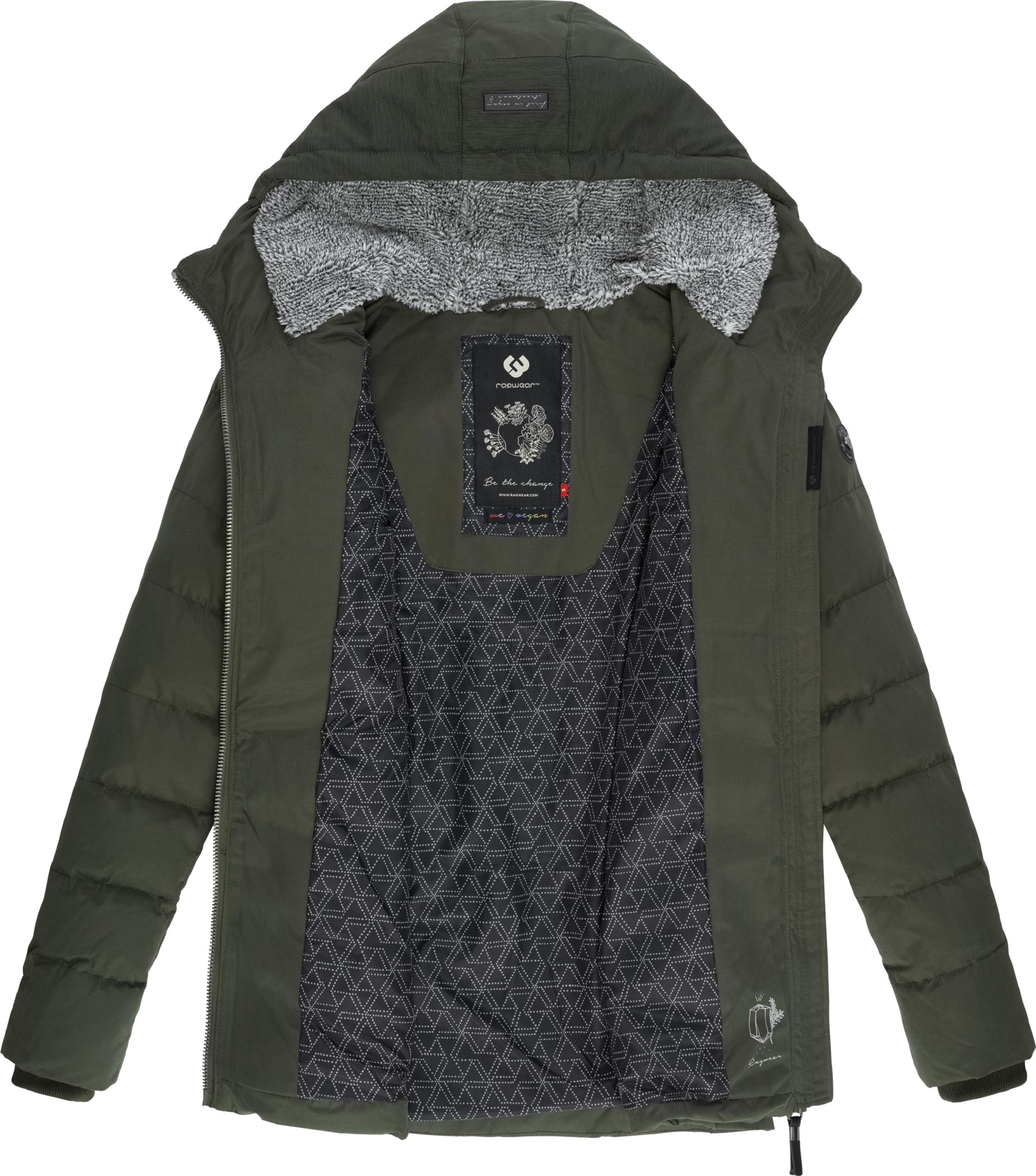 Lange Winter Steppjacke mit Kapuze "Quantic" Dark Olive22