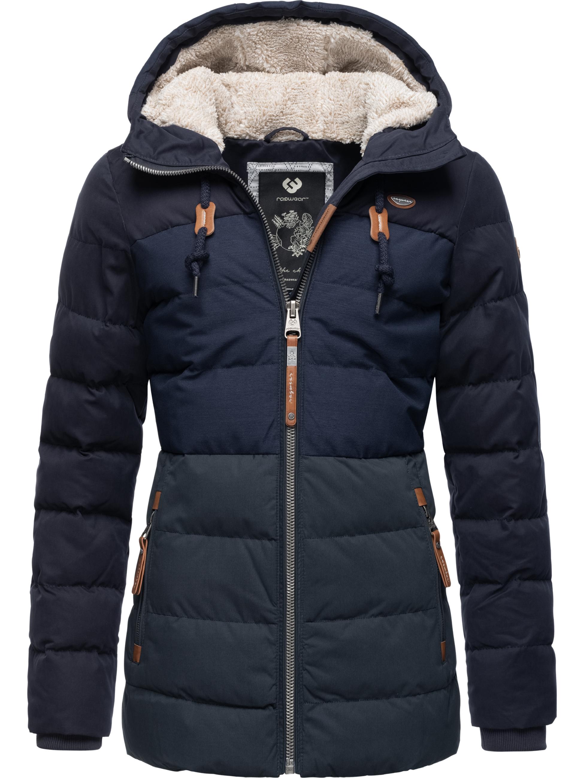 Lange Winter Steppjacke mit Kapuze "Quantic" Navy22