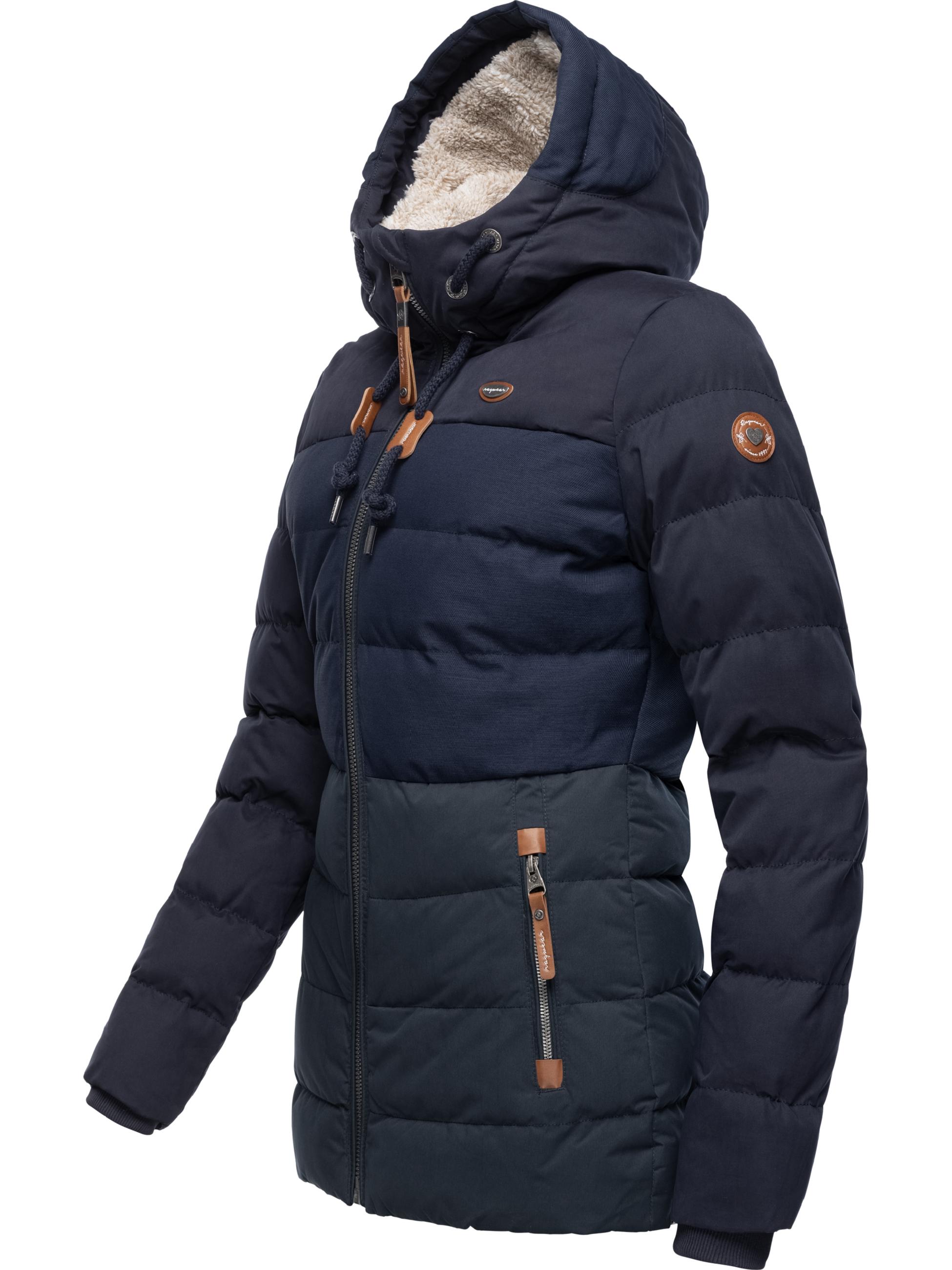 Lange Winter Steppjacke mit Kapuze "Quantic" Navy22