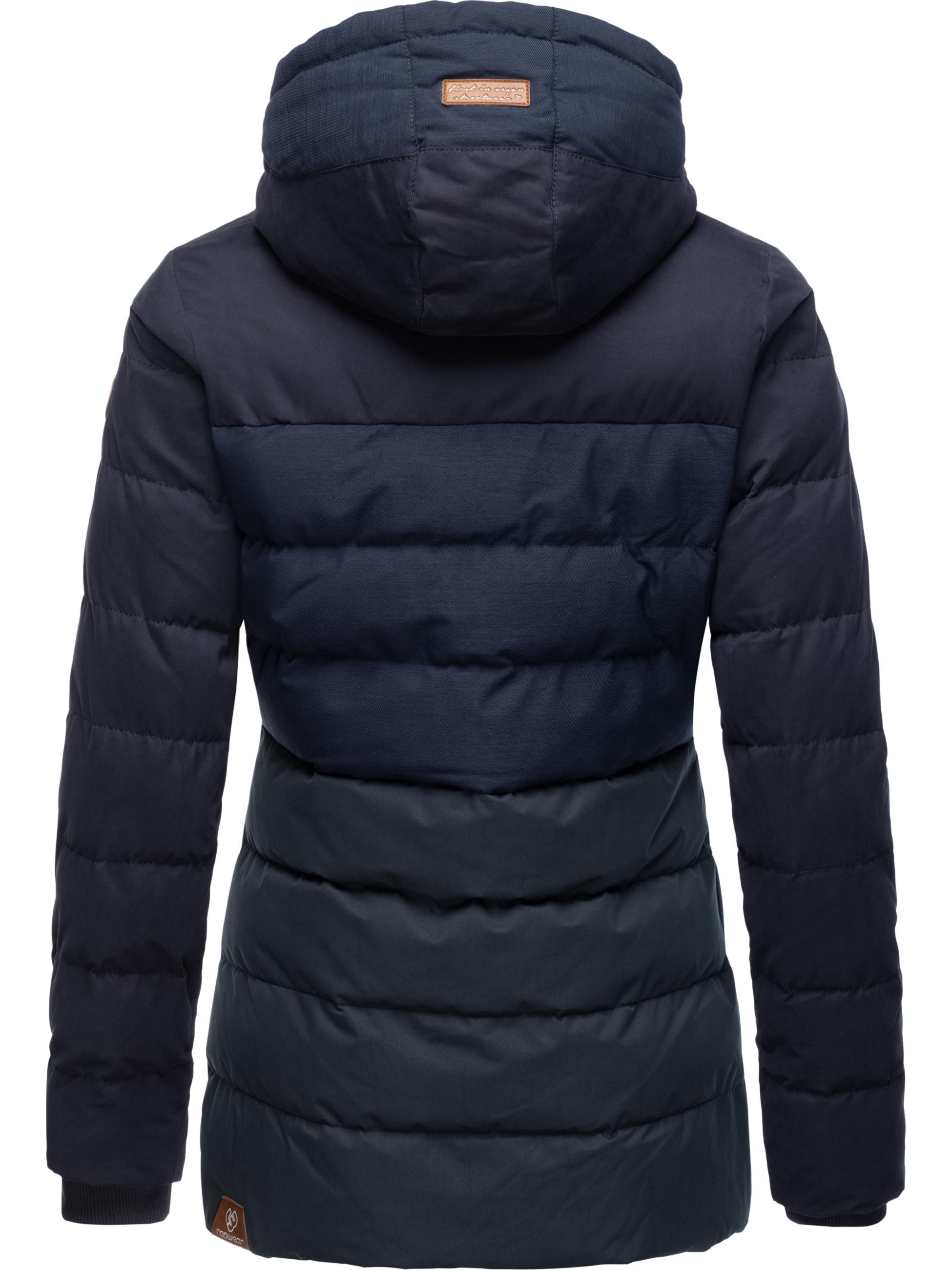 Lange Winter Steppjacke mit Kapuze "Quantic" Navy22