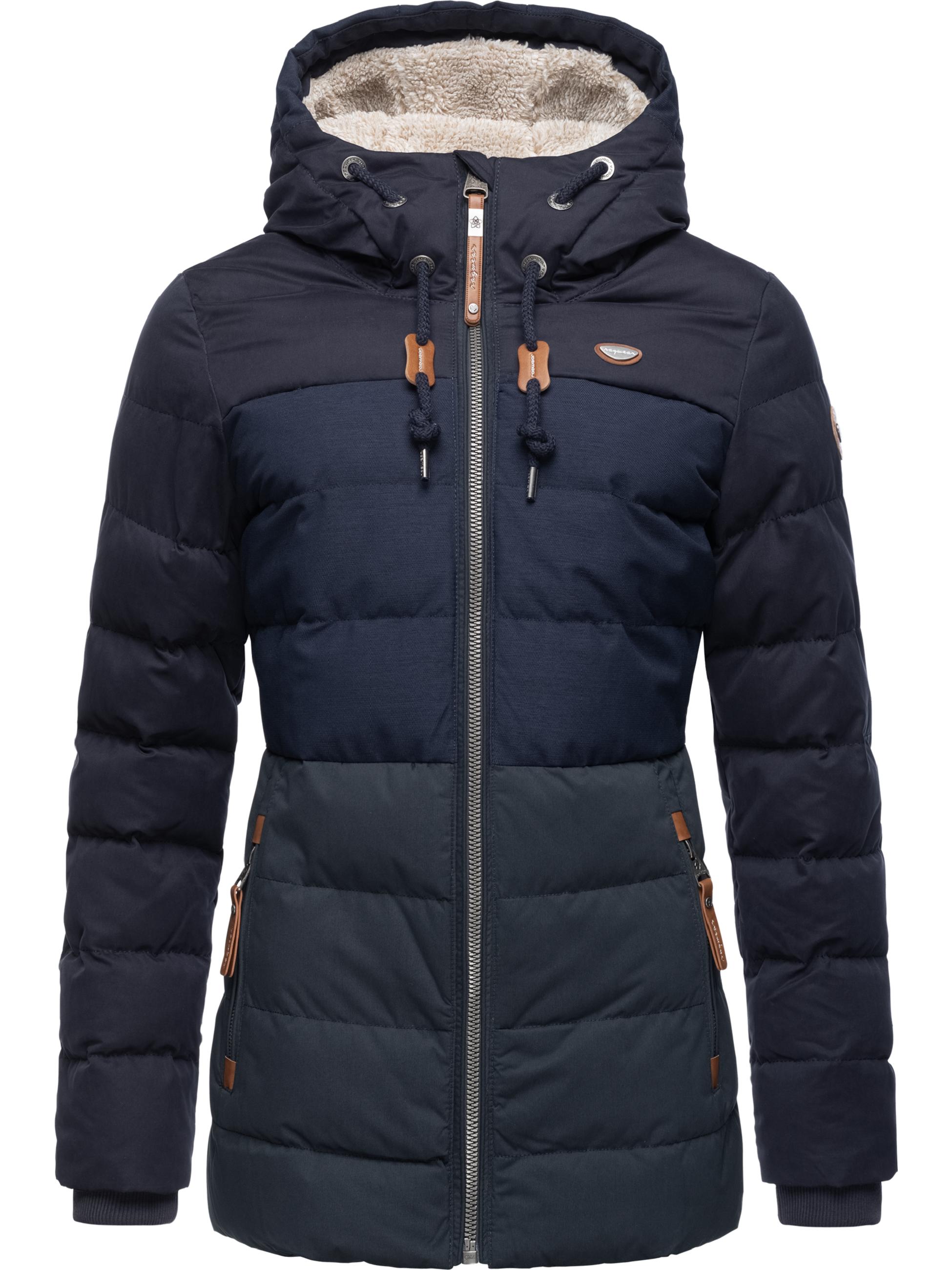 Lange Winter Steppjacke mit Kapuze "Quantic" Navy22