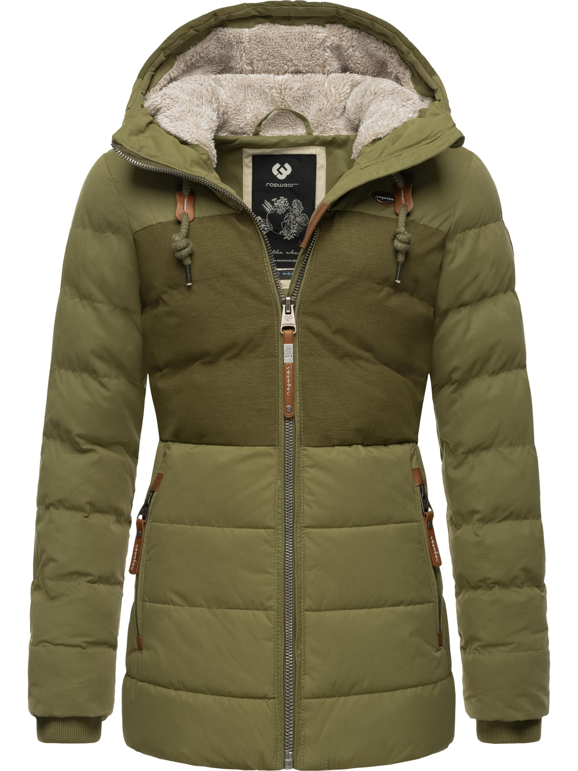 Lange Winter Steppjacke mit Kapuze "Quantic" Olive23