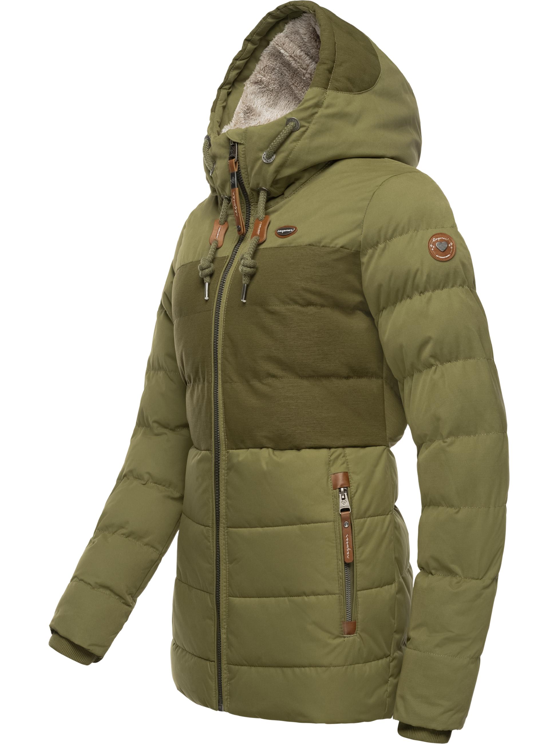 Lange Winter Steppjacke mit Kapuze "Quantic" Olive23