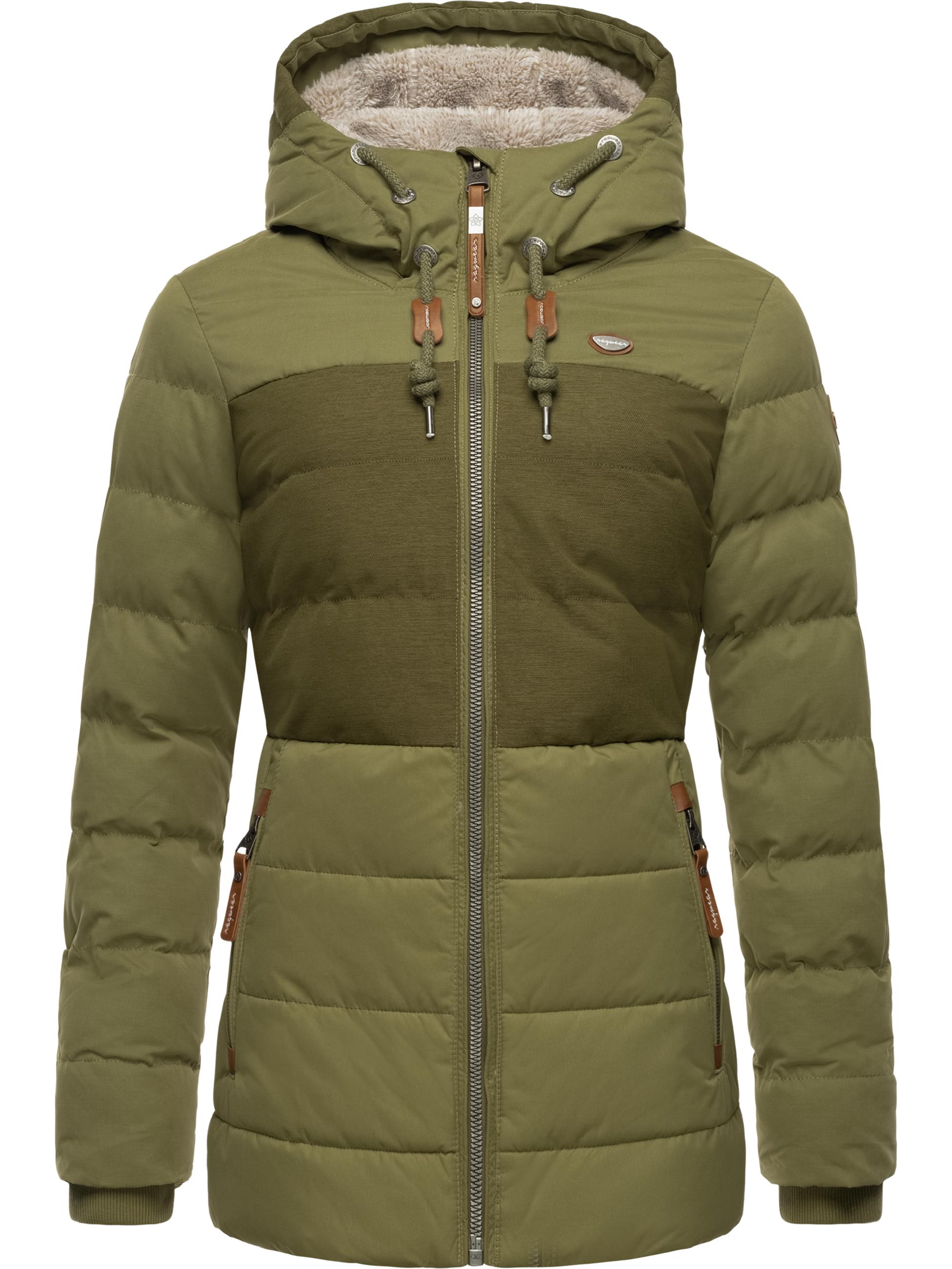 Lange Winter Steppjacke mit Kapuze "Quantic" Olive23