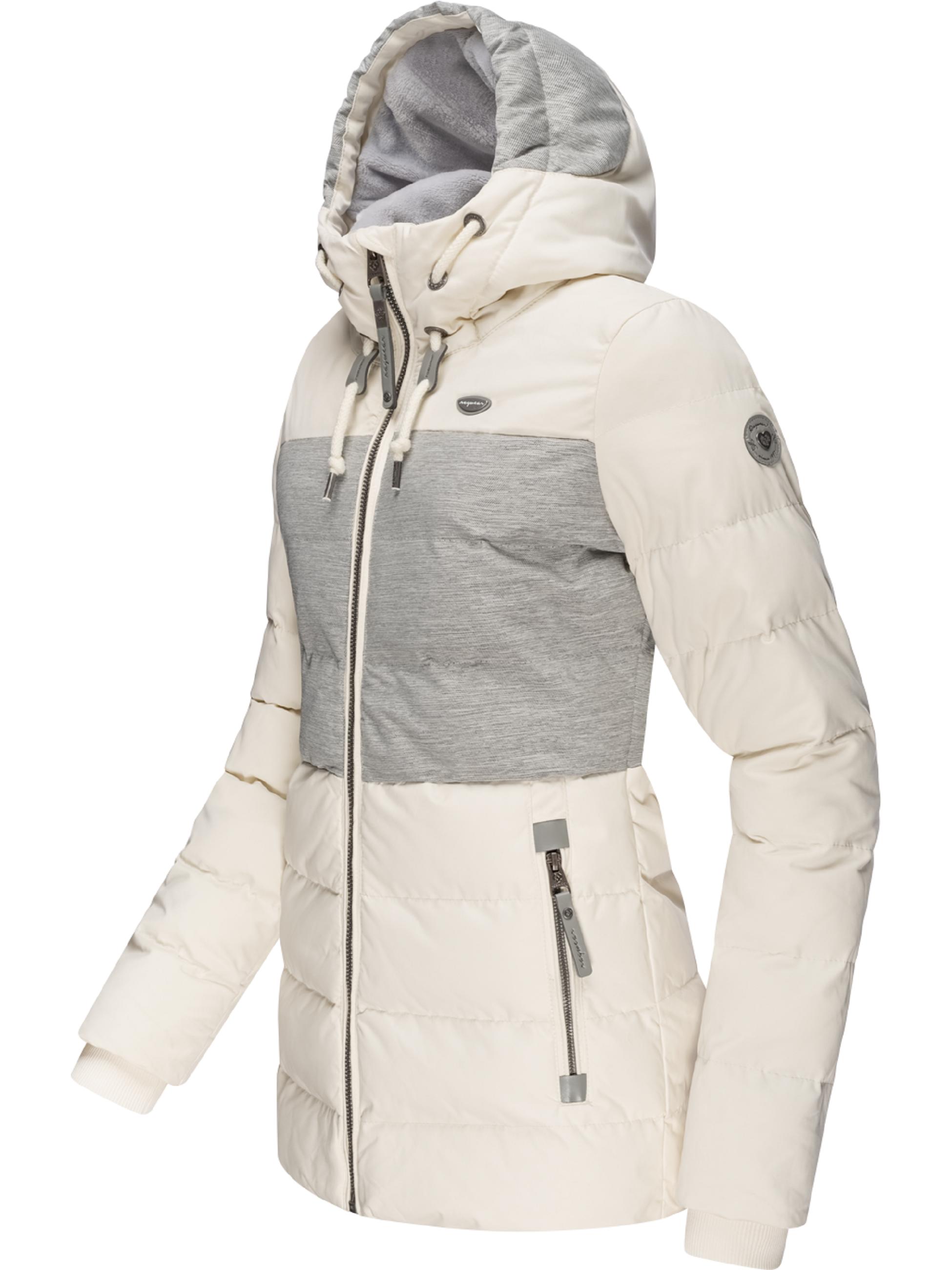 Lange Winter Steppjacke mit Kapuze "Quantic" White