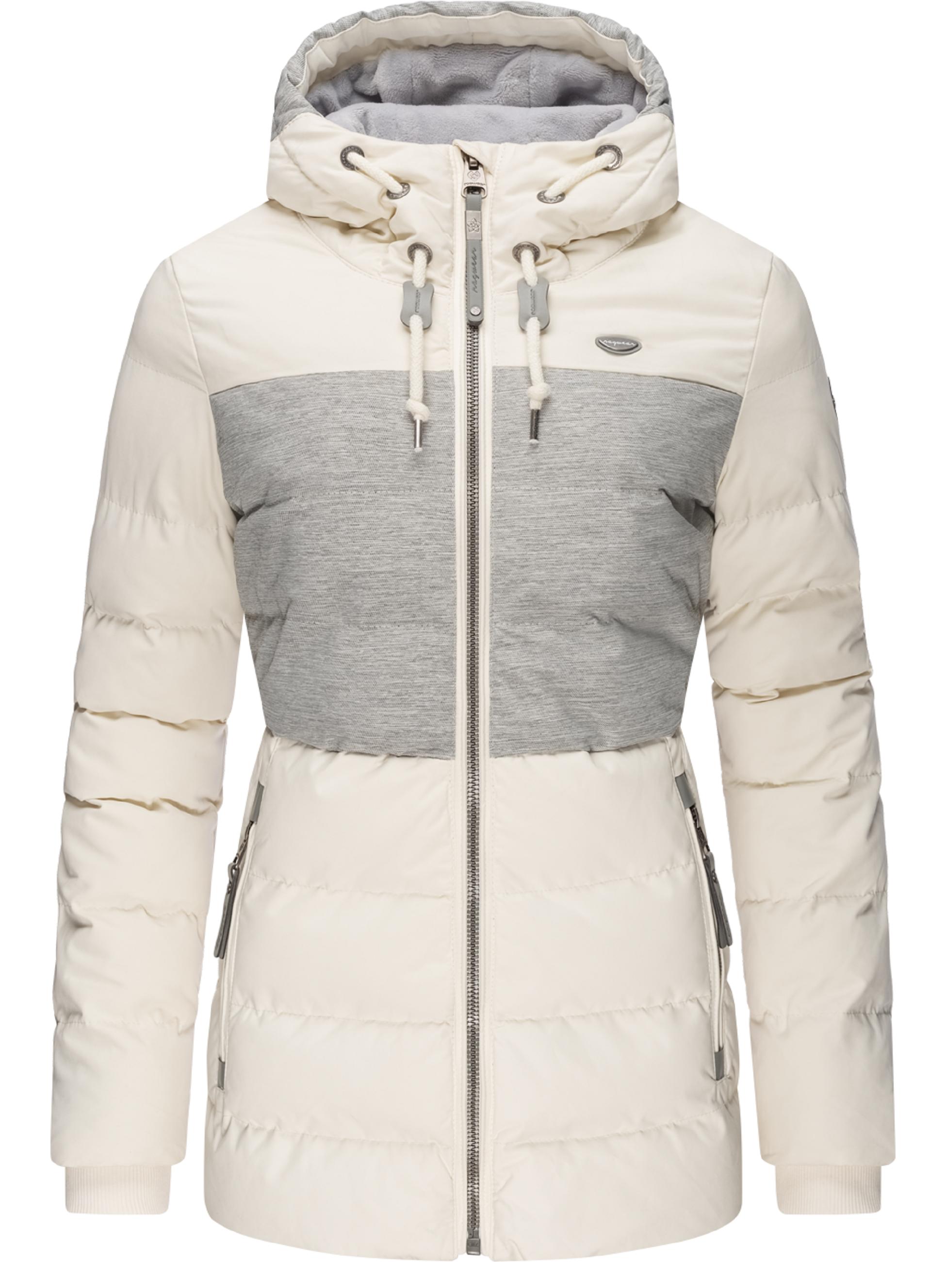 Lange Winter Steppjacke mit Kapuze "Quantic" White