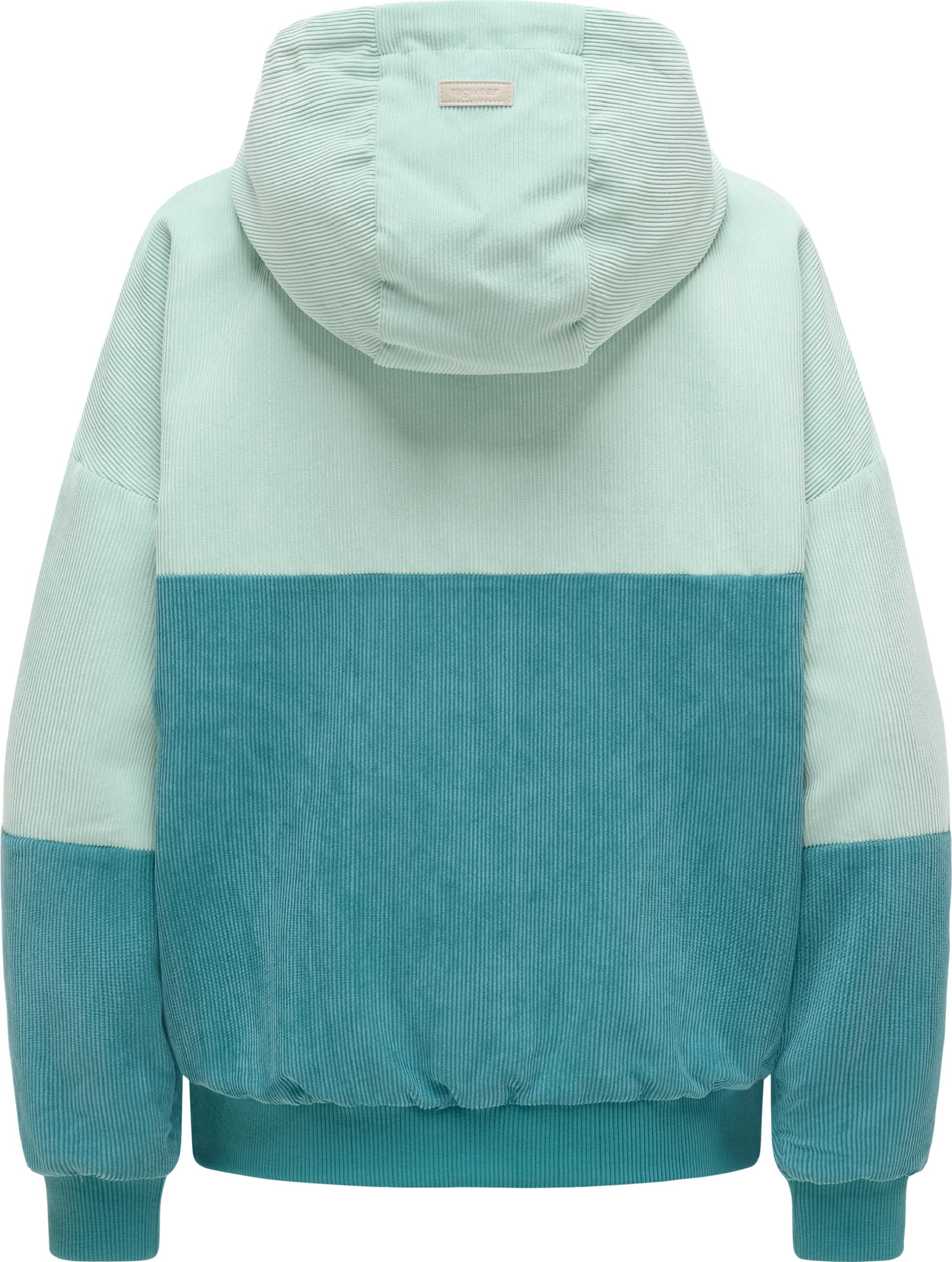 Cordjacke mit verstellbarer Kapuze "Queny Cordy" Teal Green